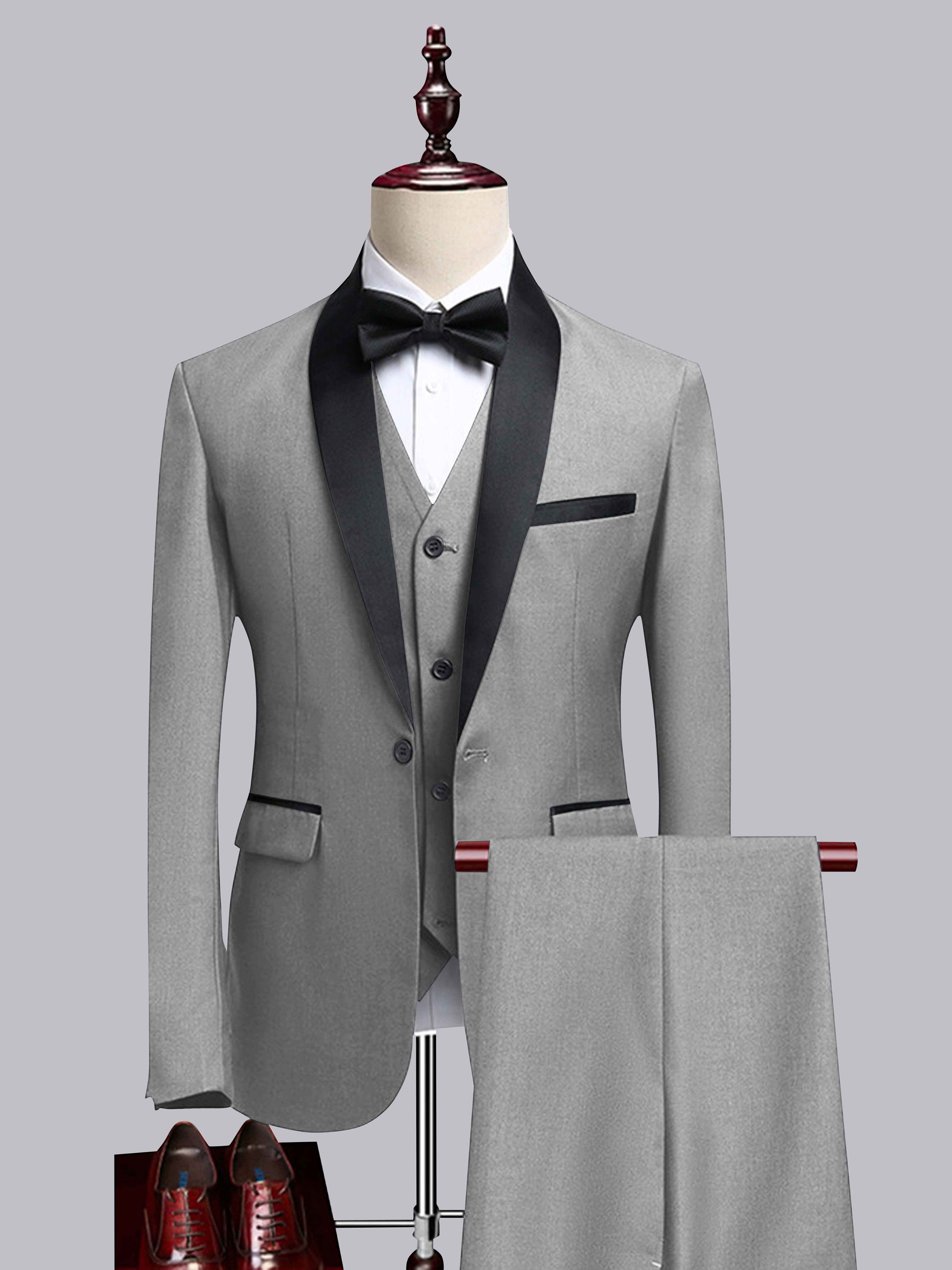 Costume Homme 3 Pièces À Bordure Contrastante Revers Châle Pour Mariage