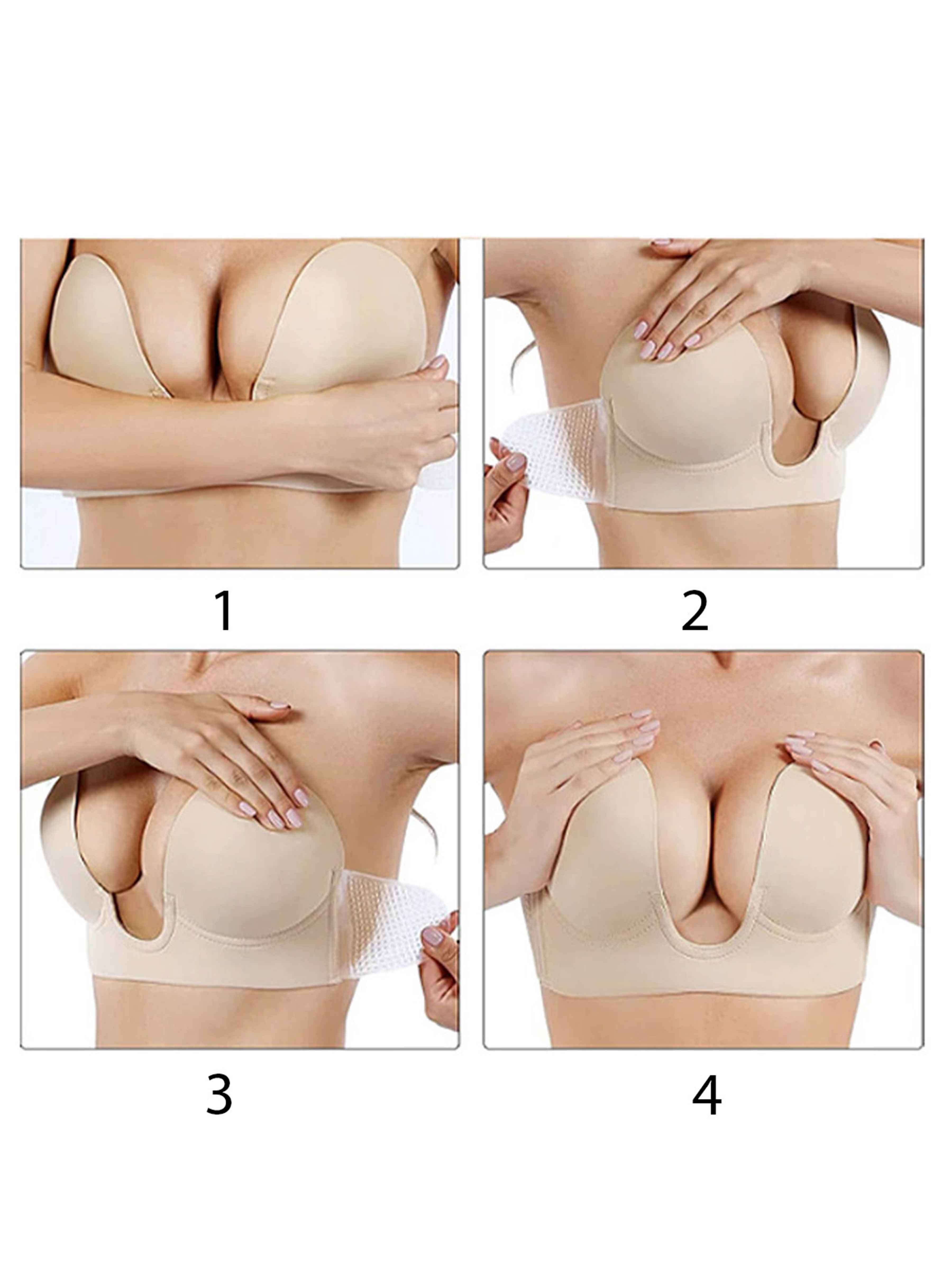 Soutien-Gorge Invisible Adhésif Réutilisable Sans Dos Profond En U Mariage/Femme