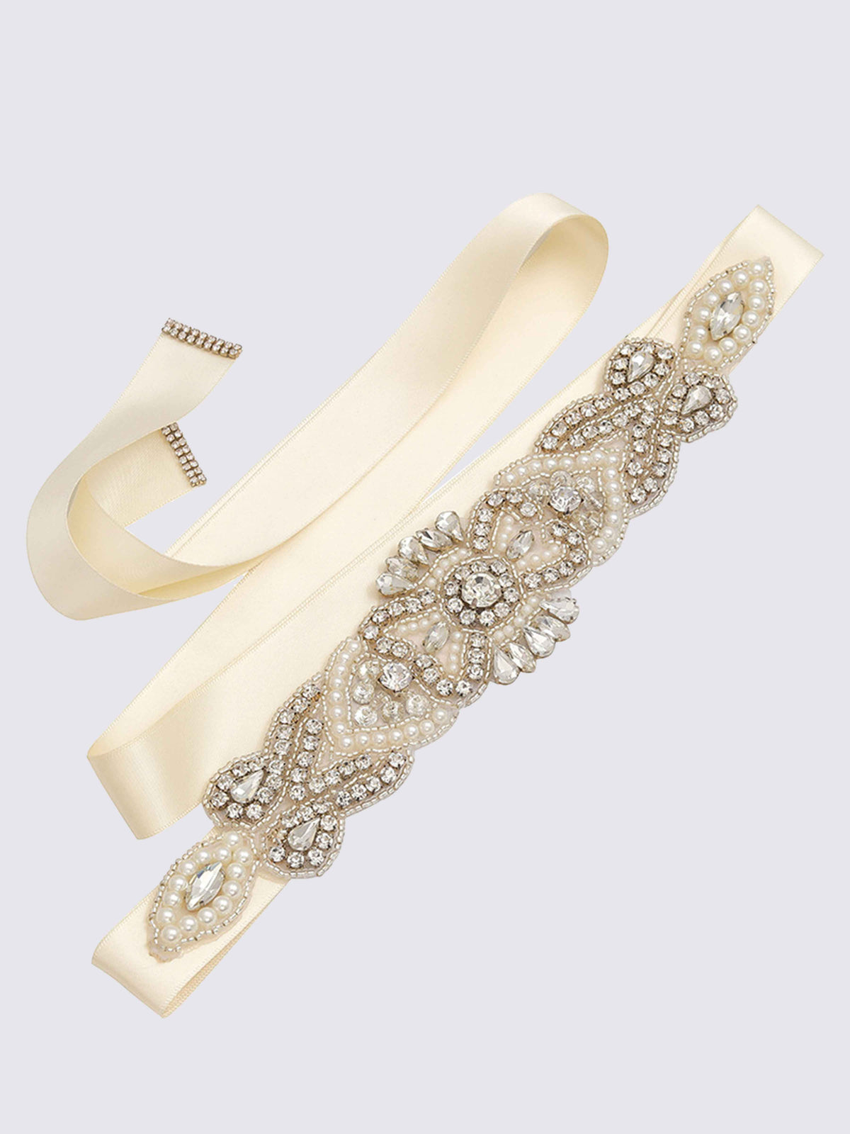 Ceinture Ruban Luxueuse Style Vintage, Cristaux Et Perles
