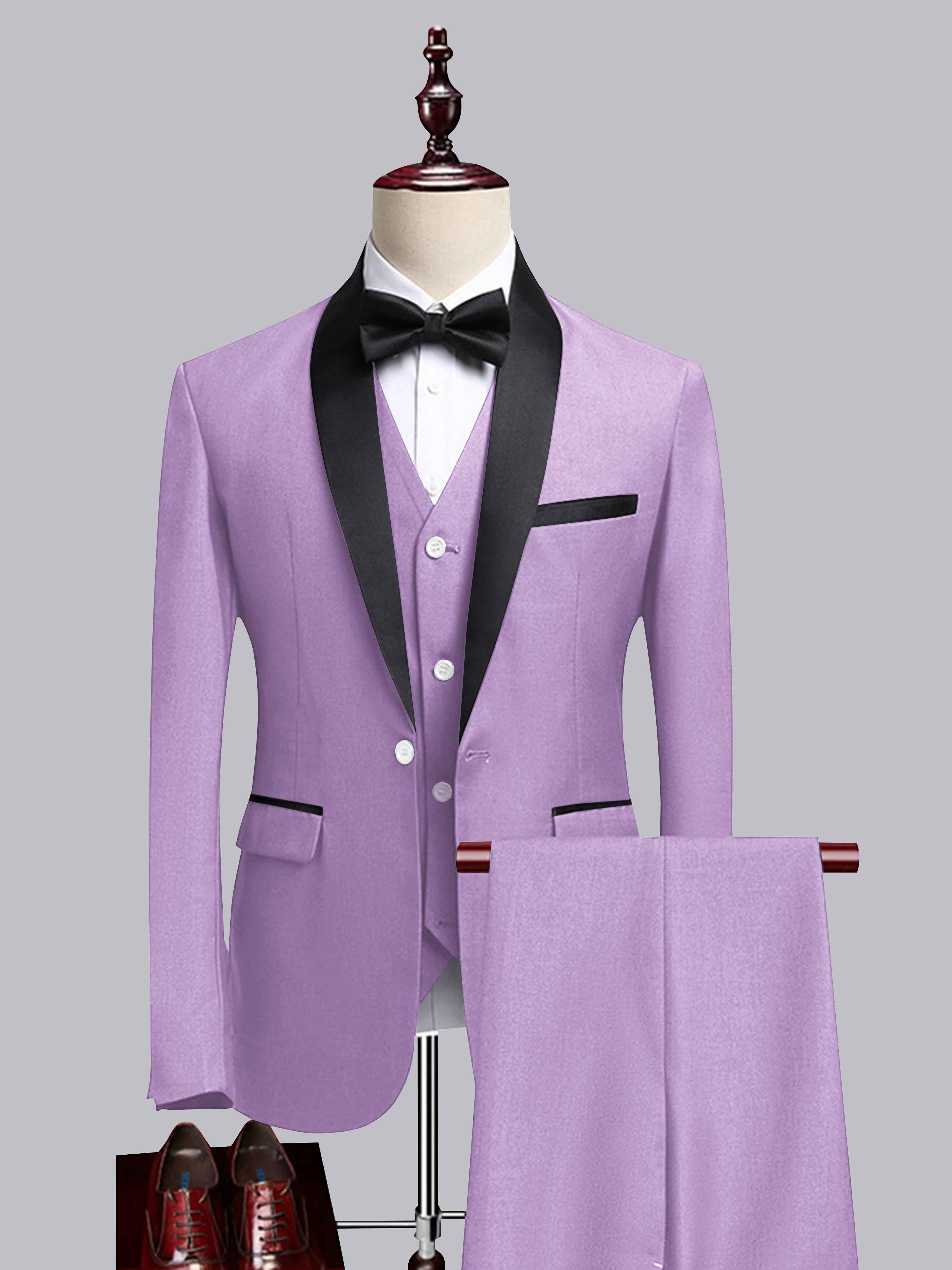 Costume Homme 3 Pièces À Bordure Contrastante Revers Châle Pour Mariage