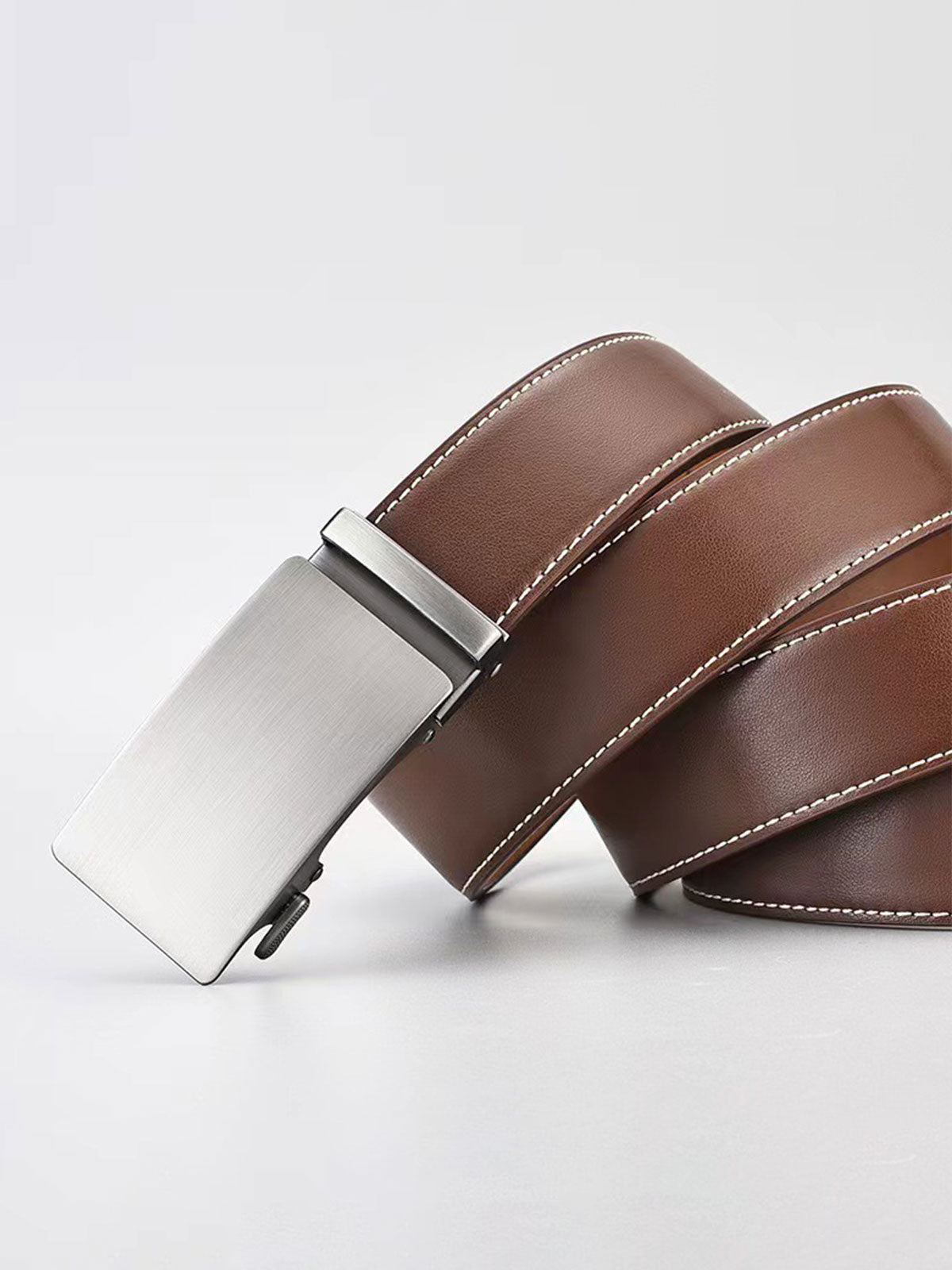 Ceinture Cuir Homme À Boucle Automatique, Système À Crémaillère Sans Trous