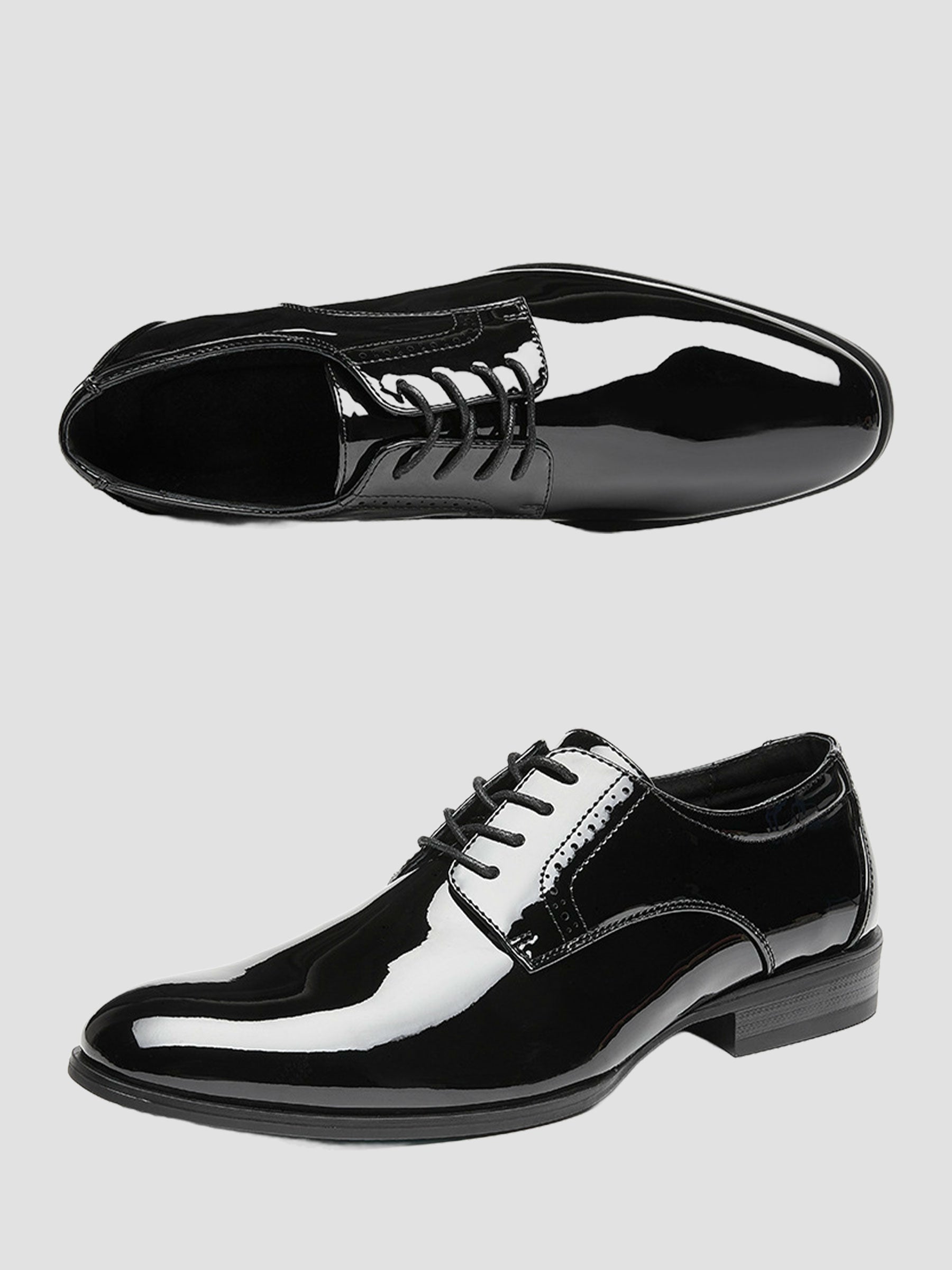 Chaussures Derby Habillées Vernies à Bout Uni Pour Homme