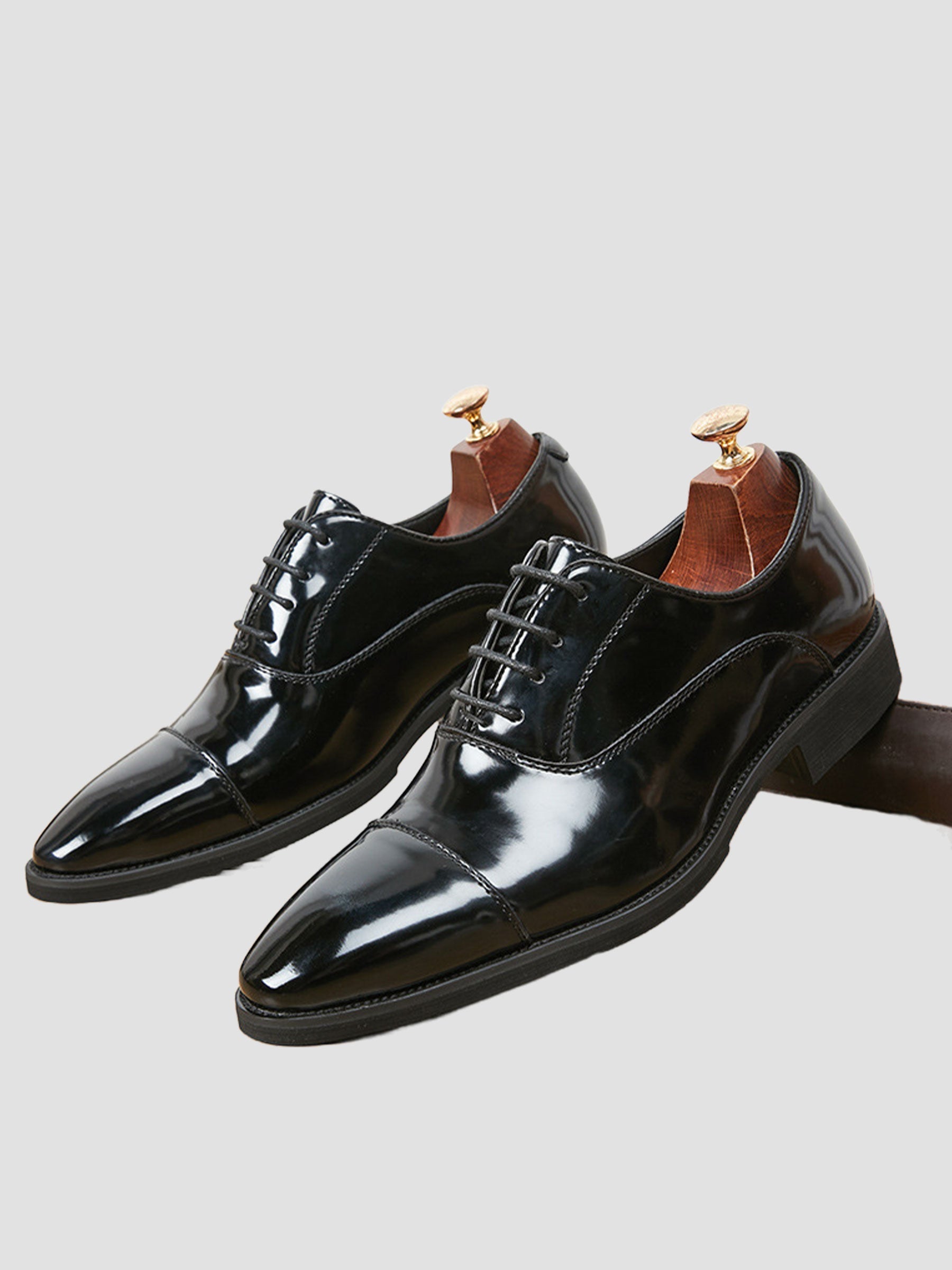 Chaussures Oxford Habillées Vernies à Bout Droit Pour Homme
