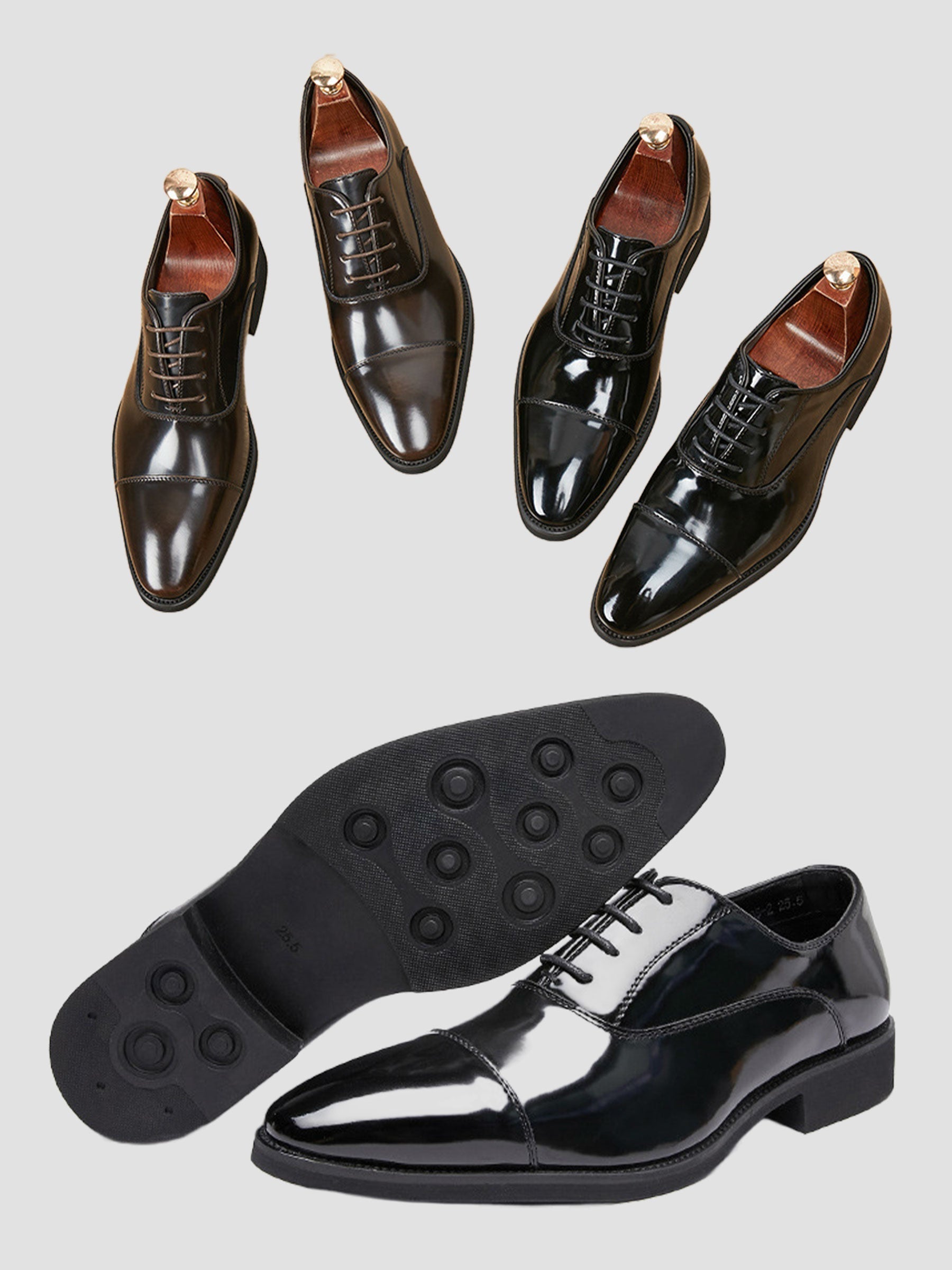 Chaussures Oxford Habillées Vernies à Bout Droit Pour Homme