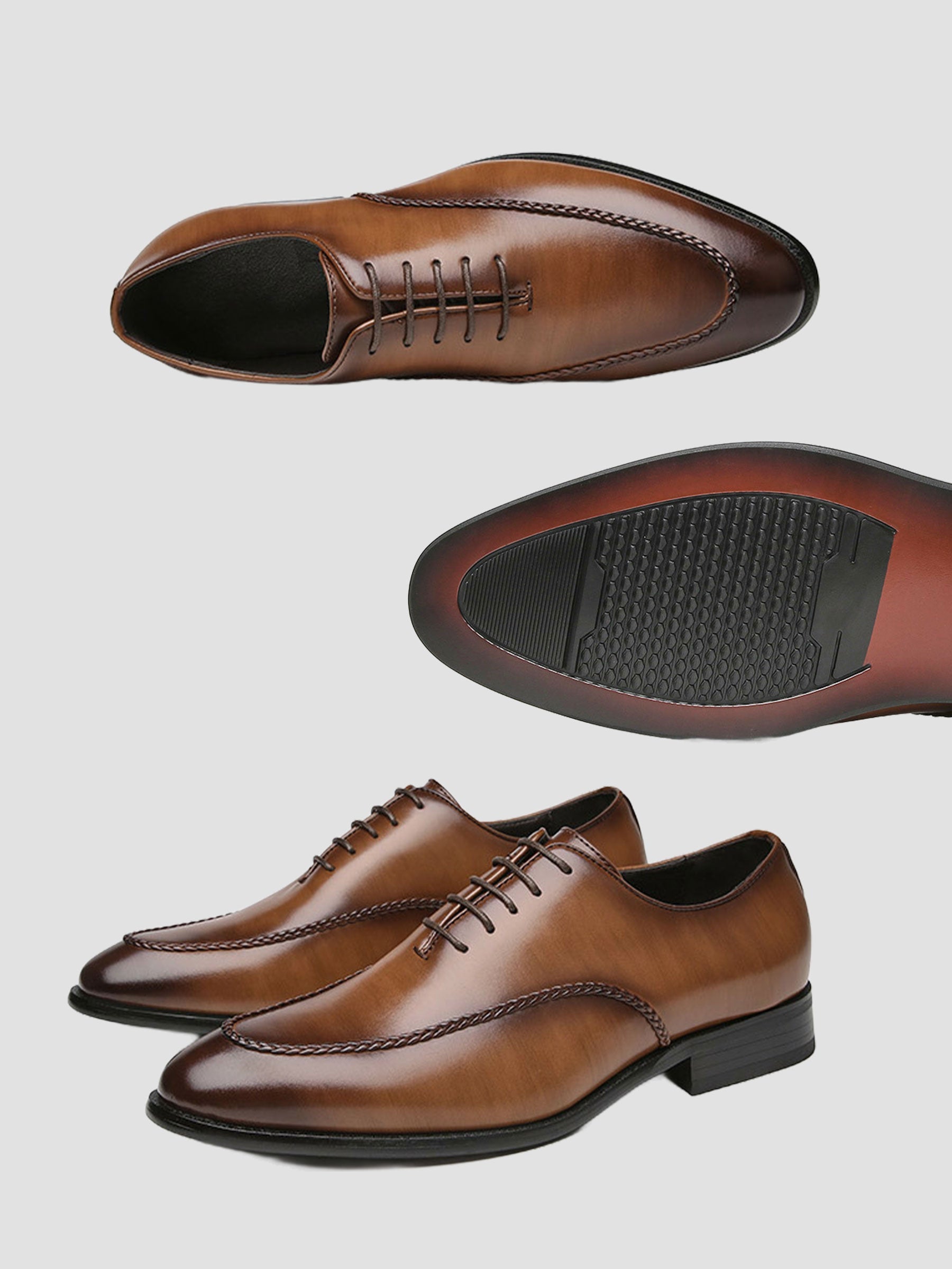 Chaussures Oxford Habillées à Finition Brillante Et Bordure Tressée Pour Homme