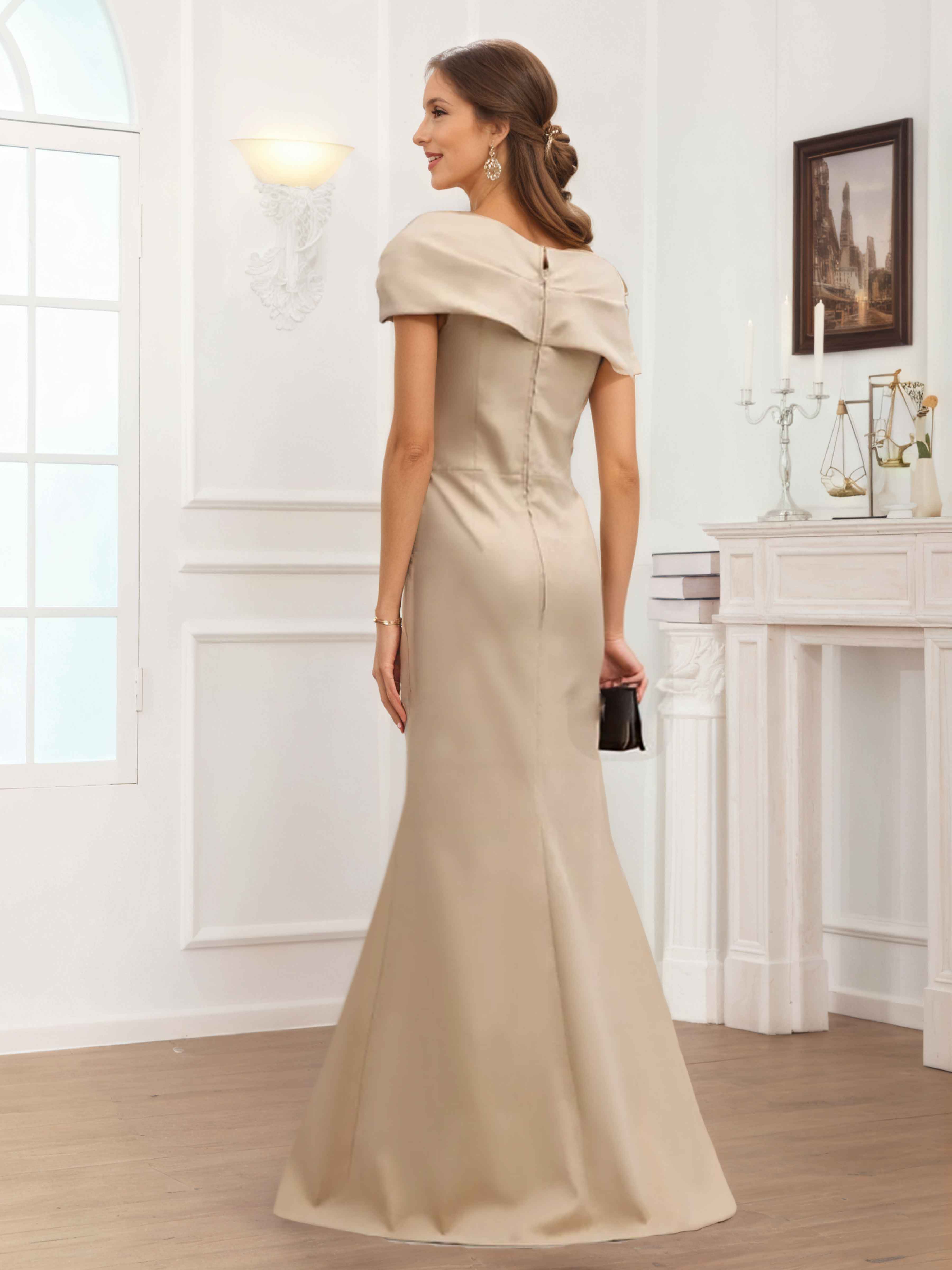 Mère De Mariée En Satin À Moderne Gaine Une Épaule Traîne Balayage Berylia