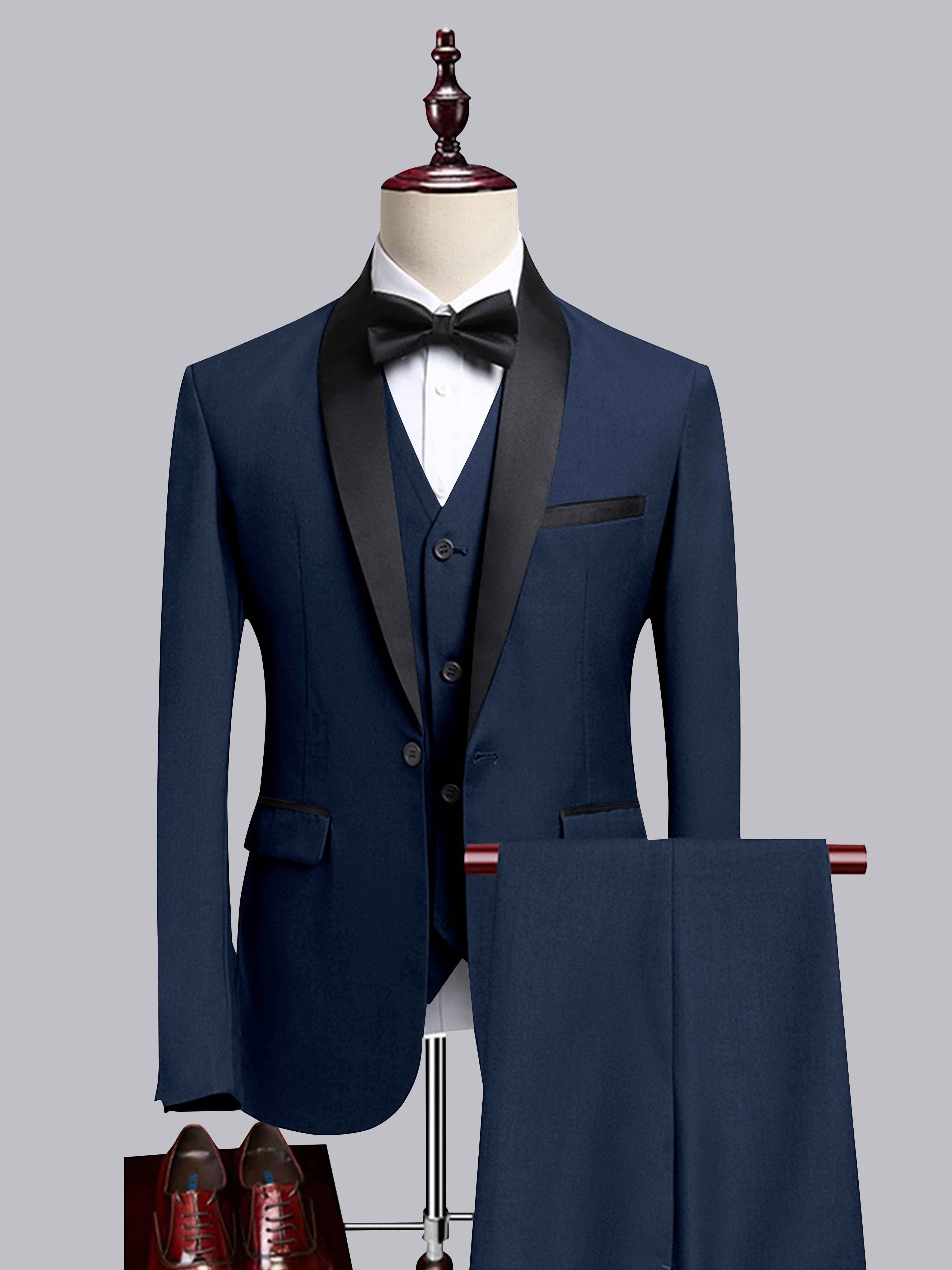 Costume Homme 3 Pièces À Bordure Contrastante Revers Châle Pour Mariage