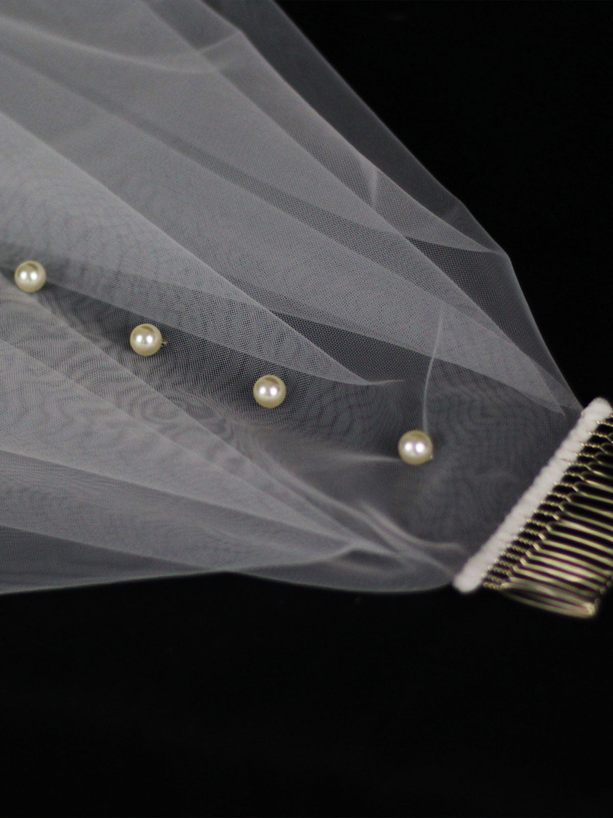 Nouveau Voile Blanc Simple Orné De Perles