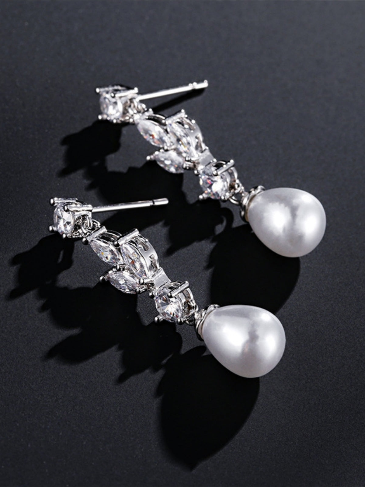 Boucles D'Oreilles Pendantes En Cristal Avec Perles