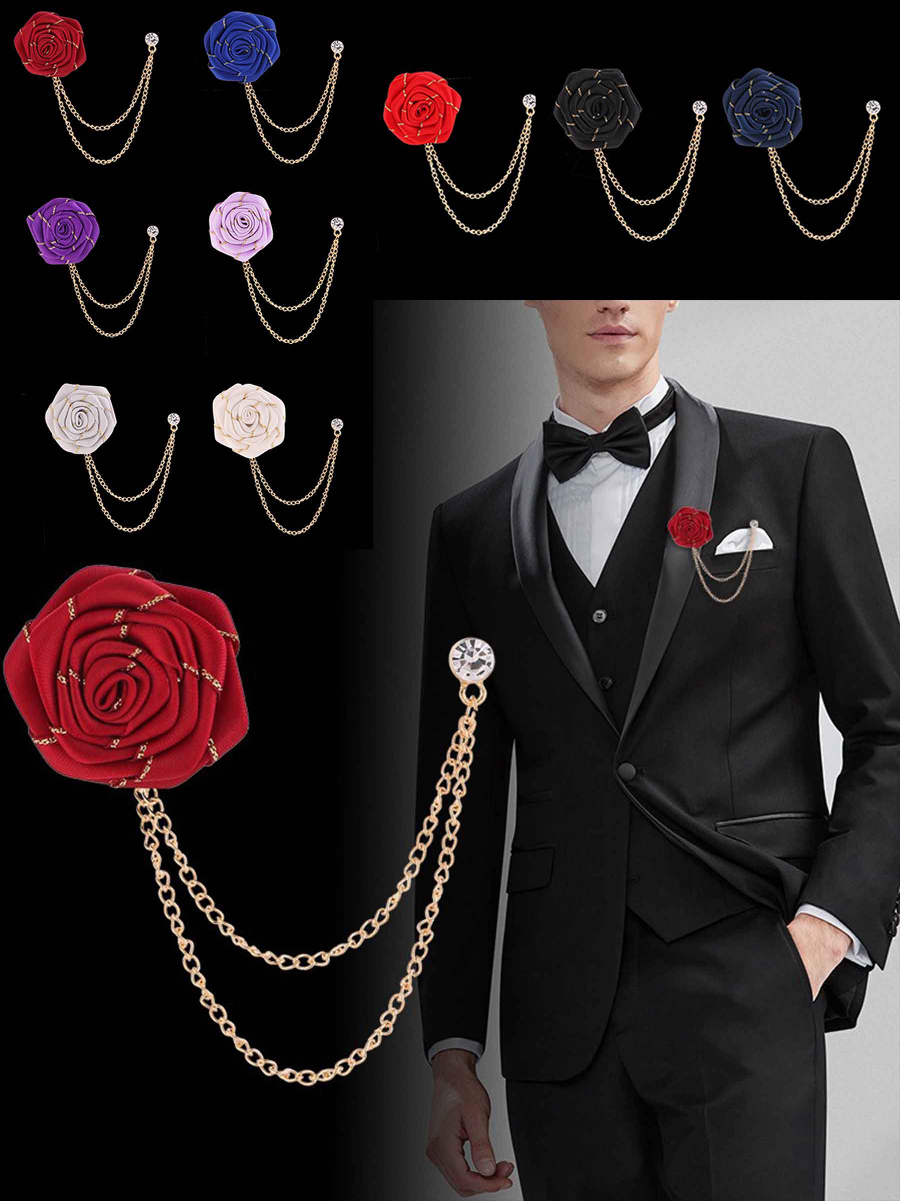 Broches De Revers Pomuyoo Tendance En Forme De Rose Pour Costume Homme