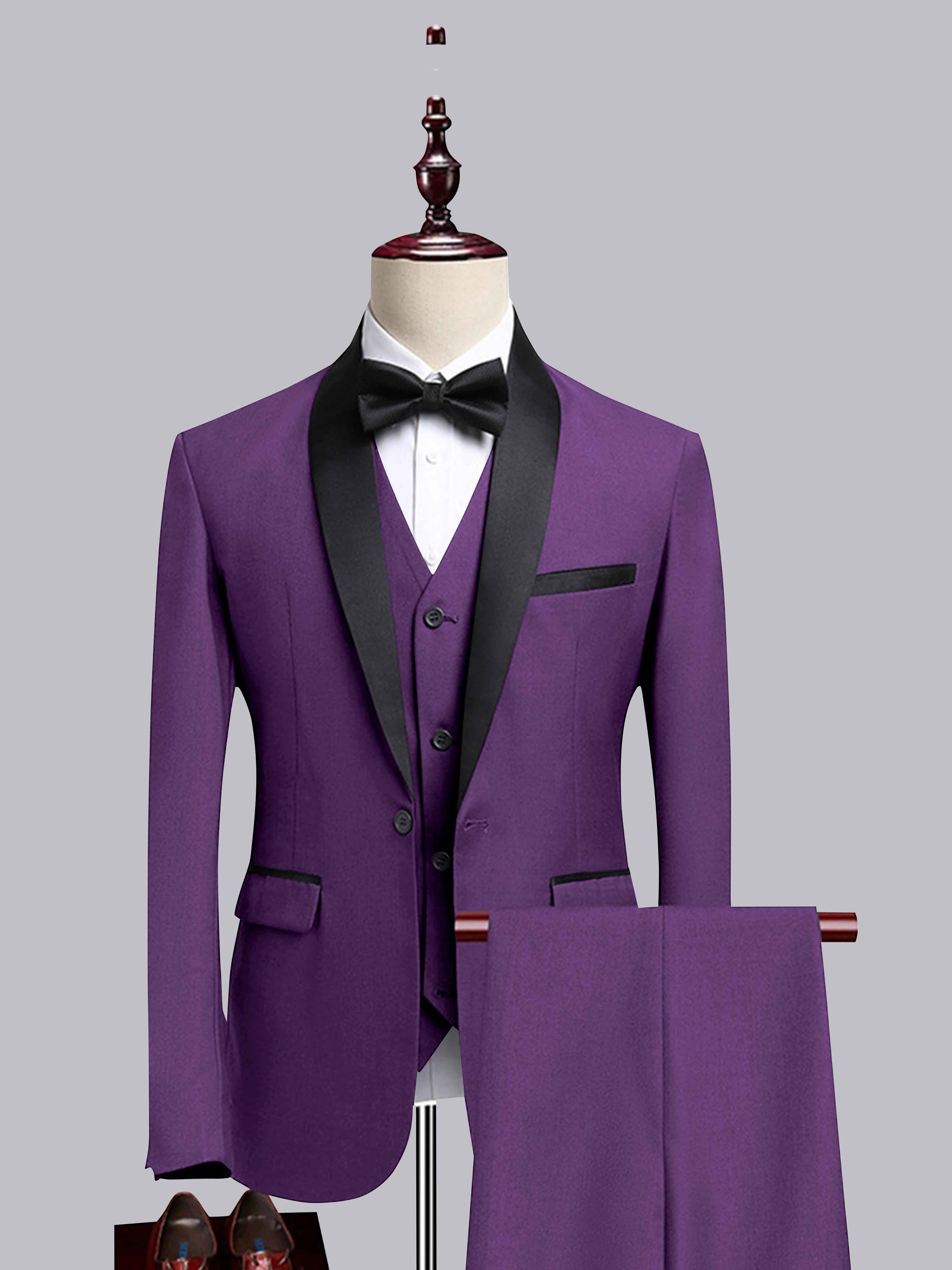 Costume Homme 3 Pièces À Bordure Contrastante Revers Châle Pour Mariage