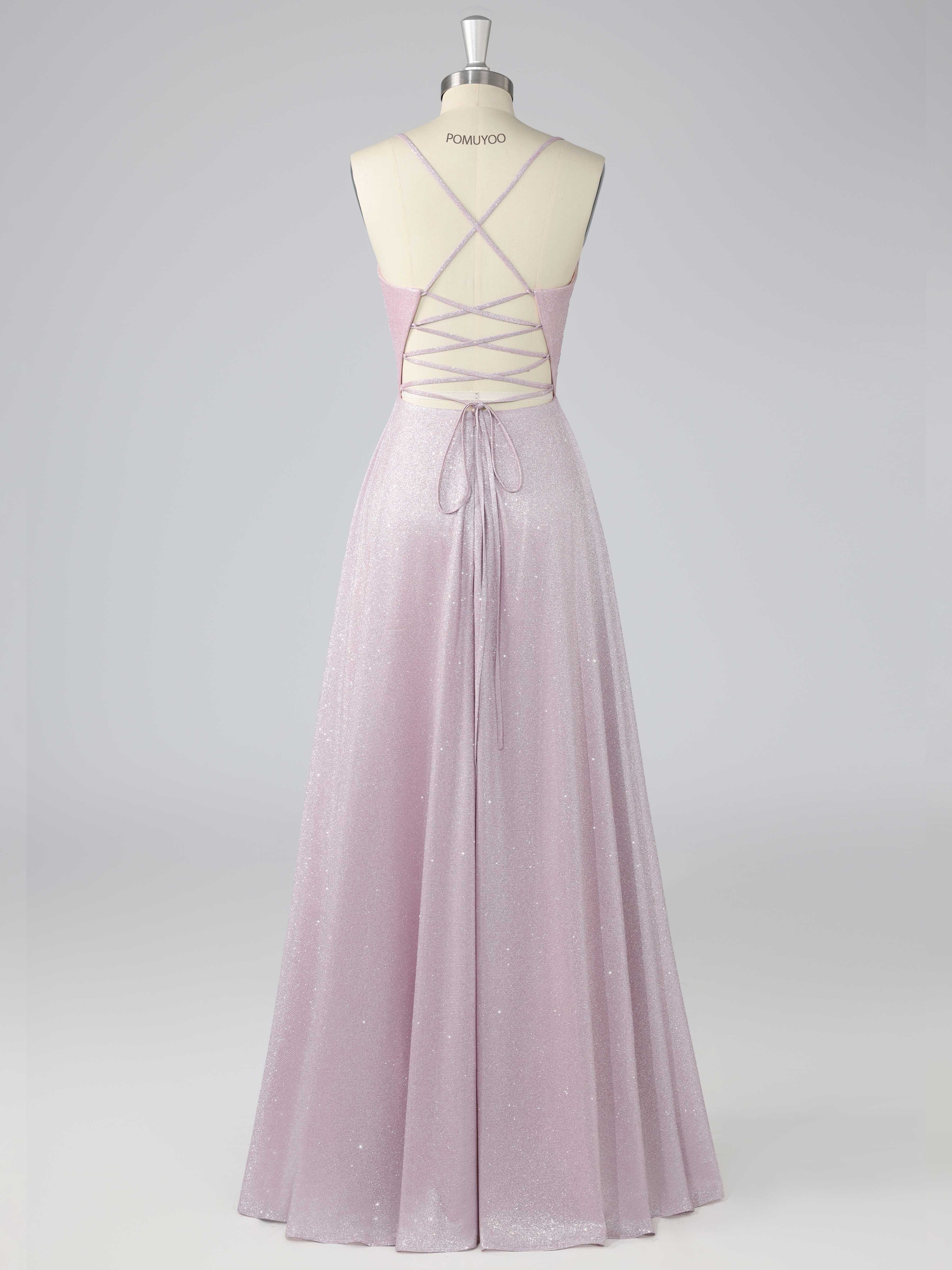 Robes De Bal À Rêveuse A-ligne Col Bénitier Bretelles Spaghetti Ruché Longue Paillettes
