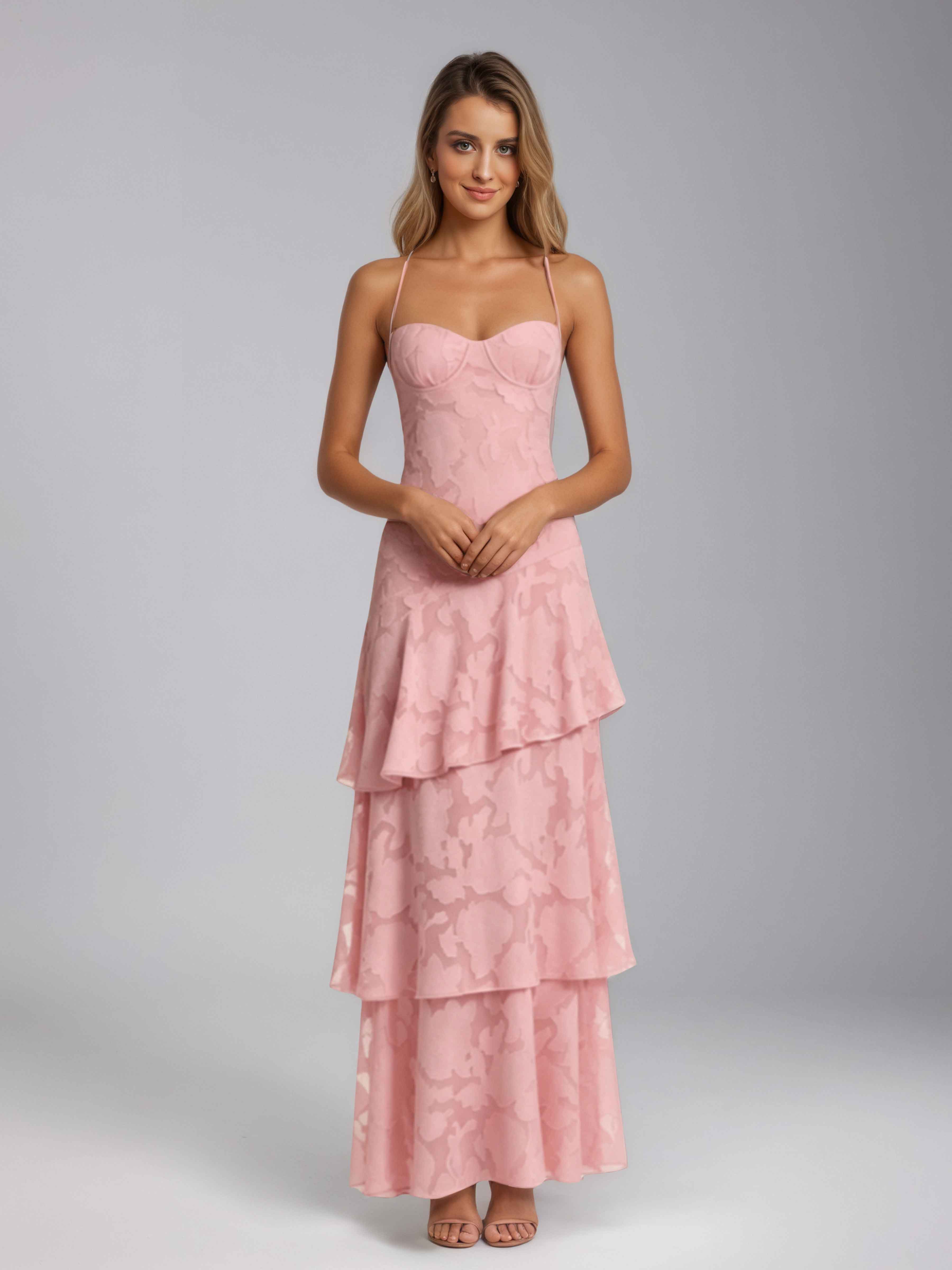 Robes De Bal En Jacquard À Charmante Bretelles Spaghetti Longue Kaelitharae