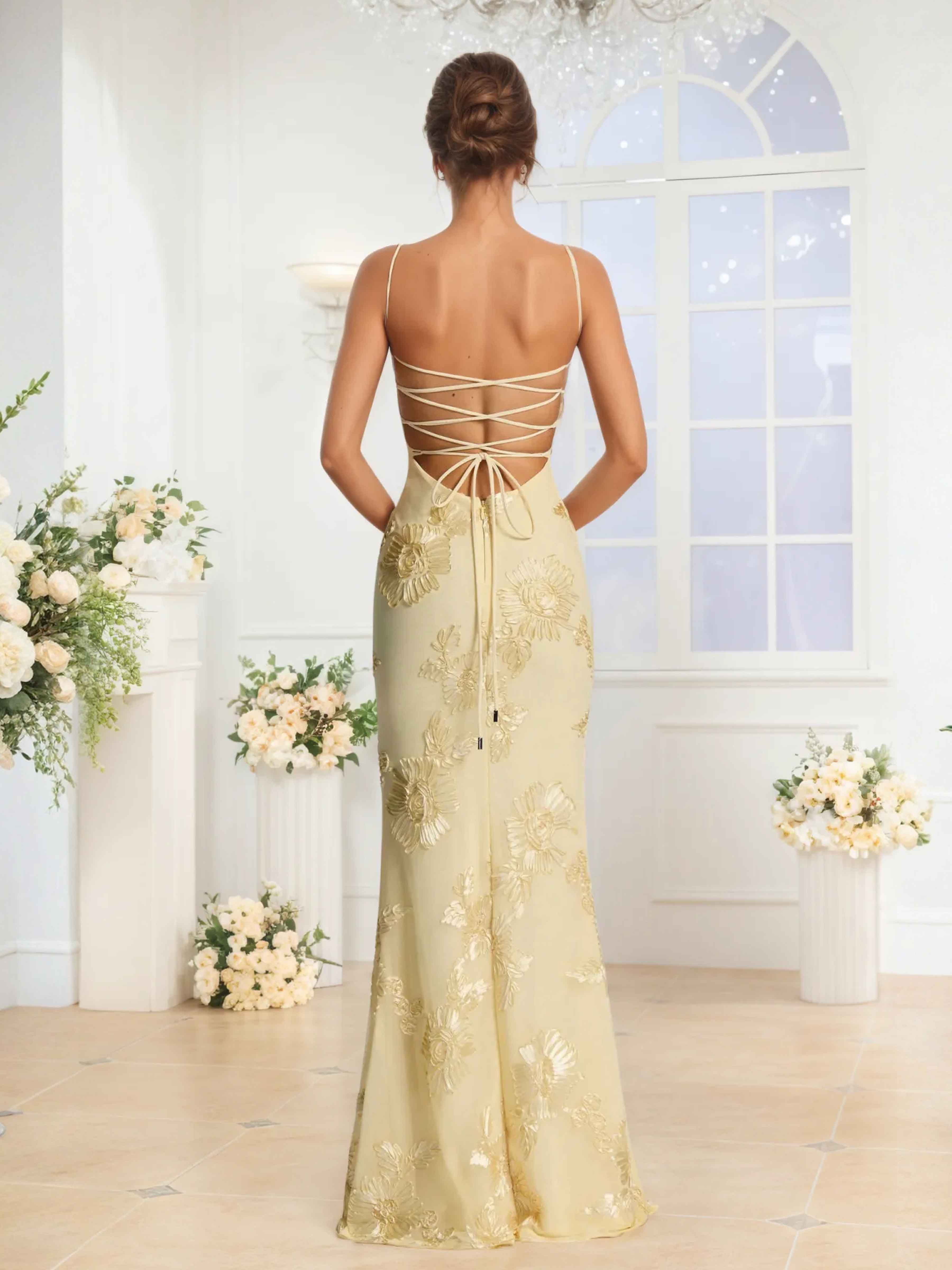 Robes De Demoiselle D'Honneur À Bretelles Spaghetti Appliqués Galatea
