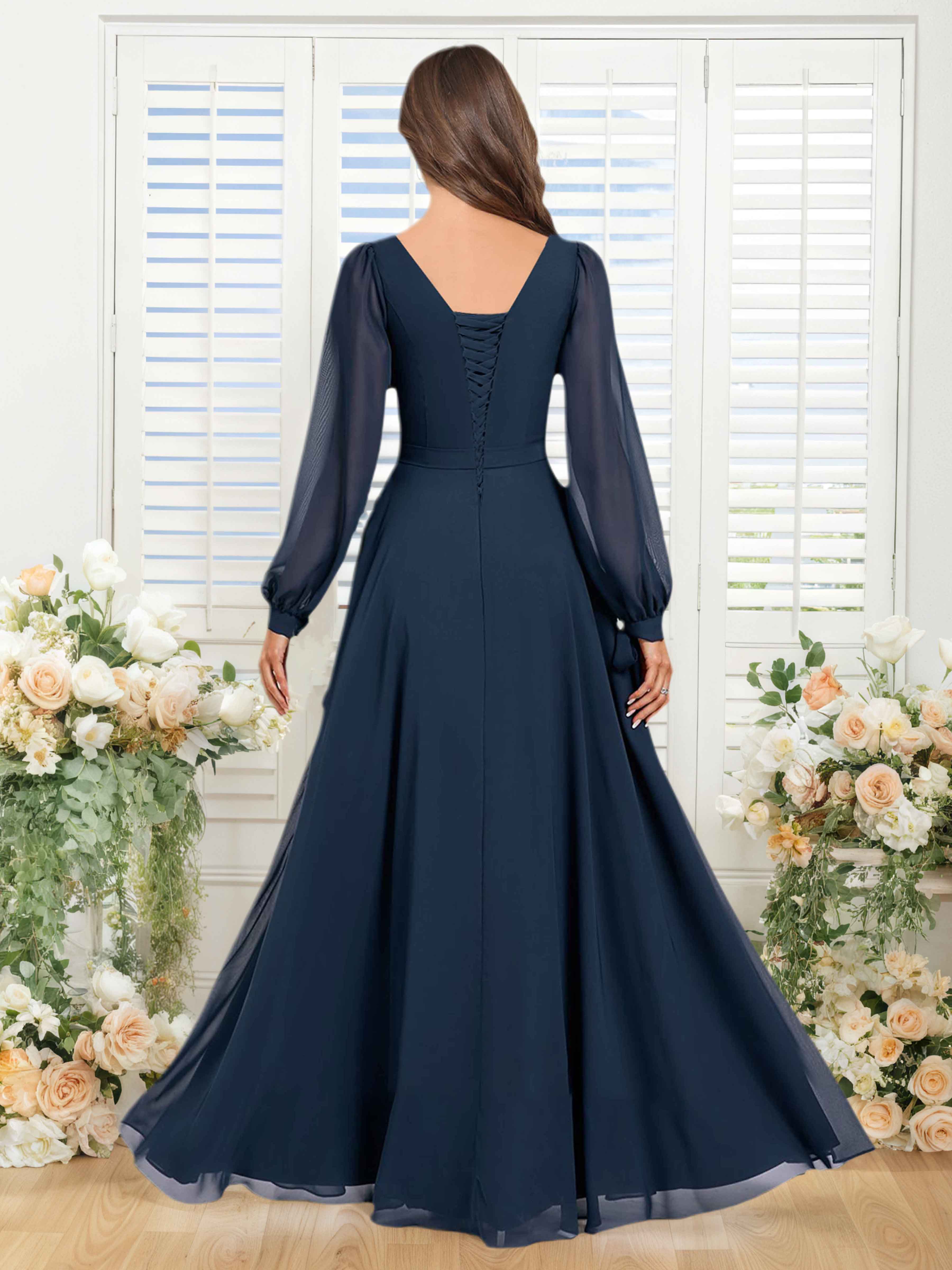 Robes De Demoiselle D'Honneur En Mousseline À Col Rond Fenella