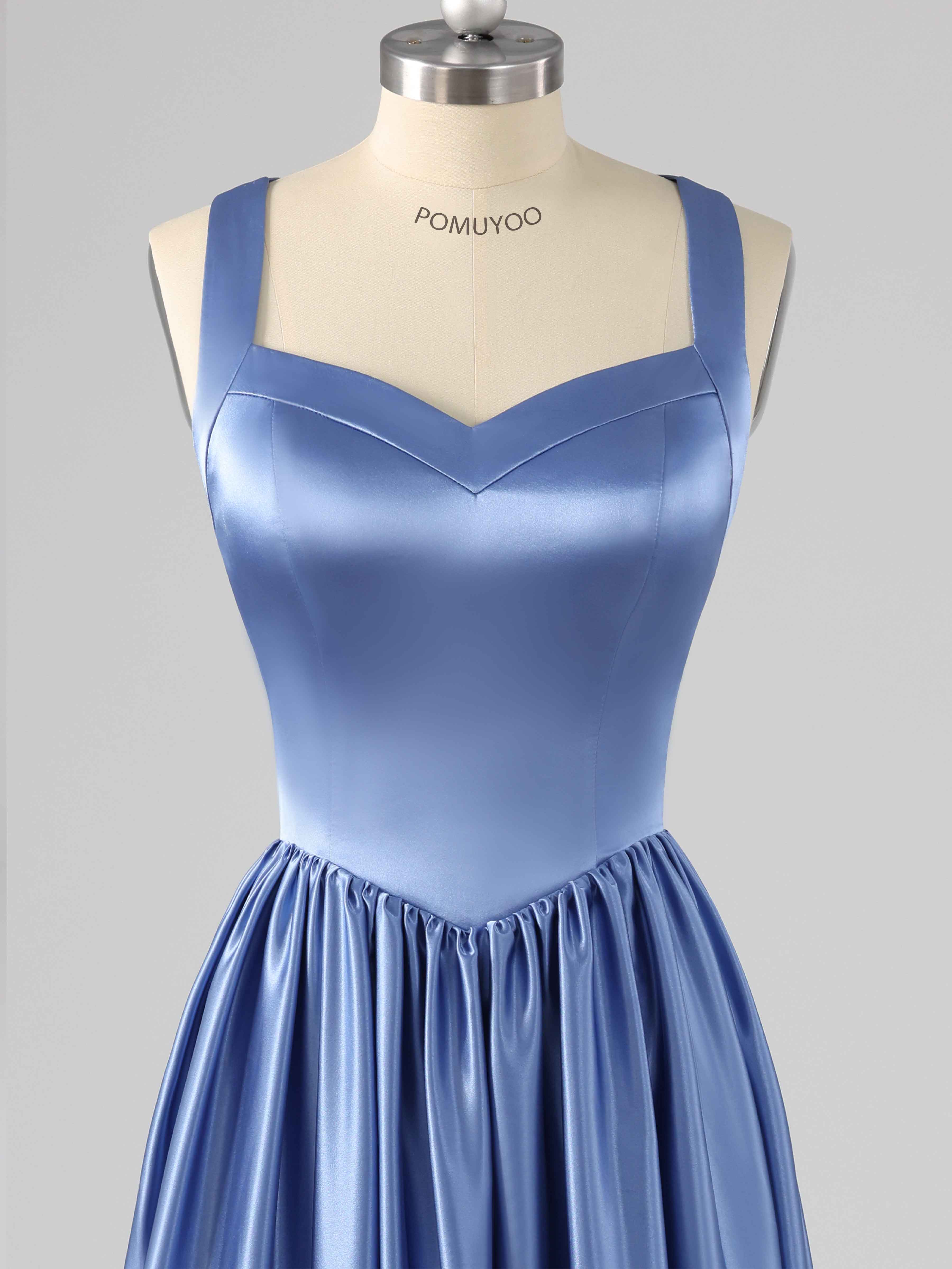 Robes De Demoiselle D'Honneur En Satin À Col V Sans Manches Fente À Jambe