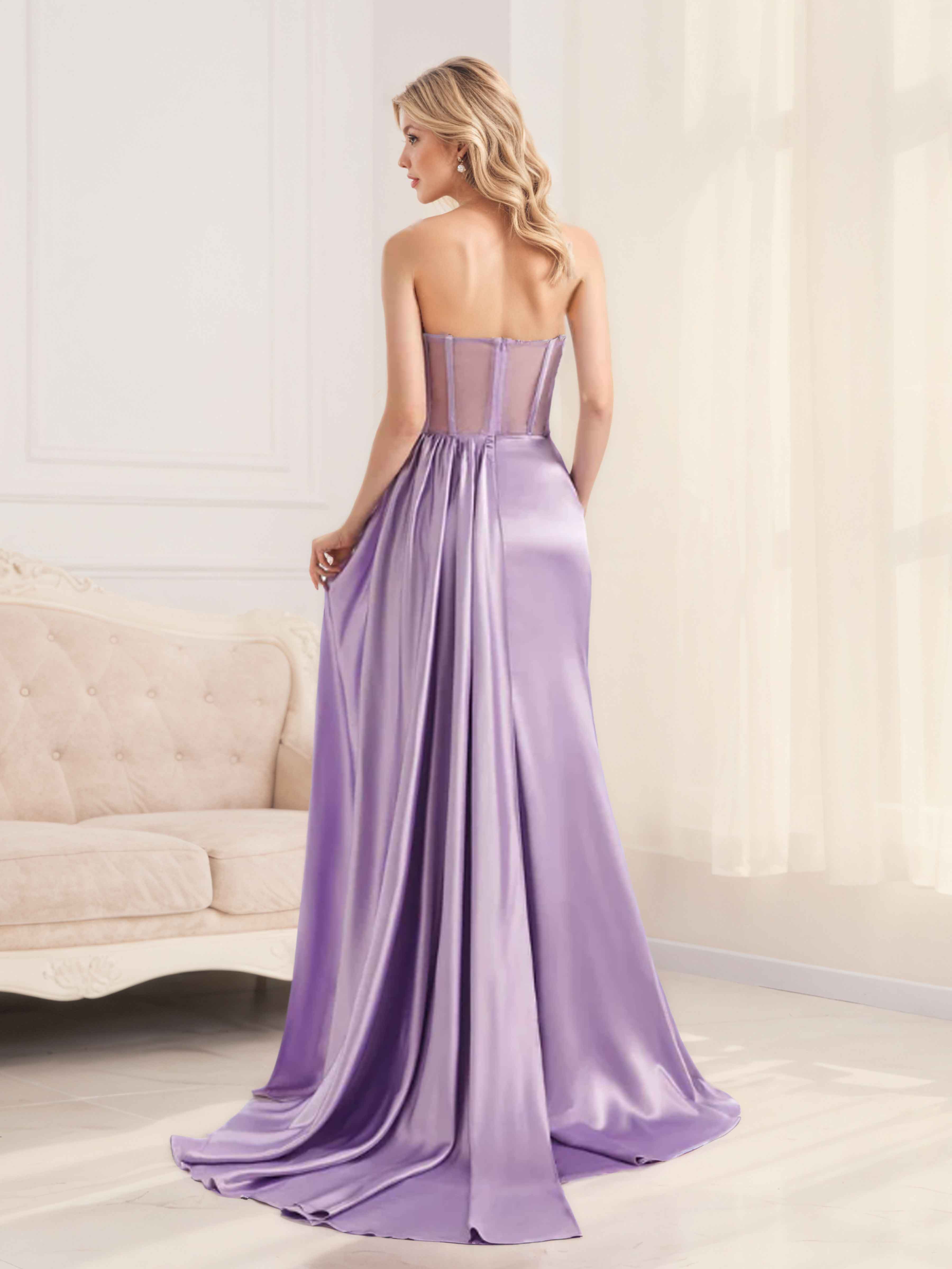 Robes De Demoiselle D'Honneur En Satin À Trompette Plissé Ione