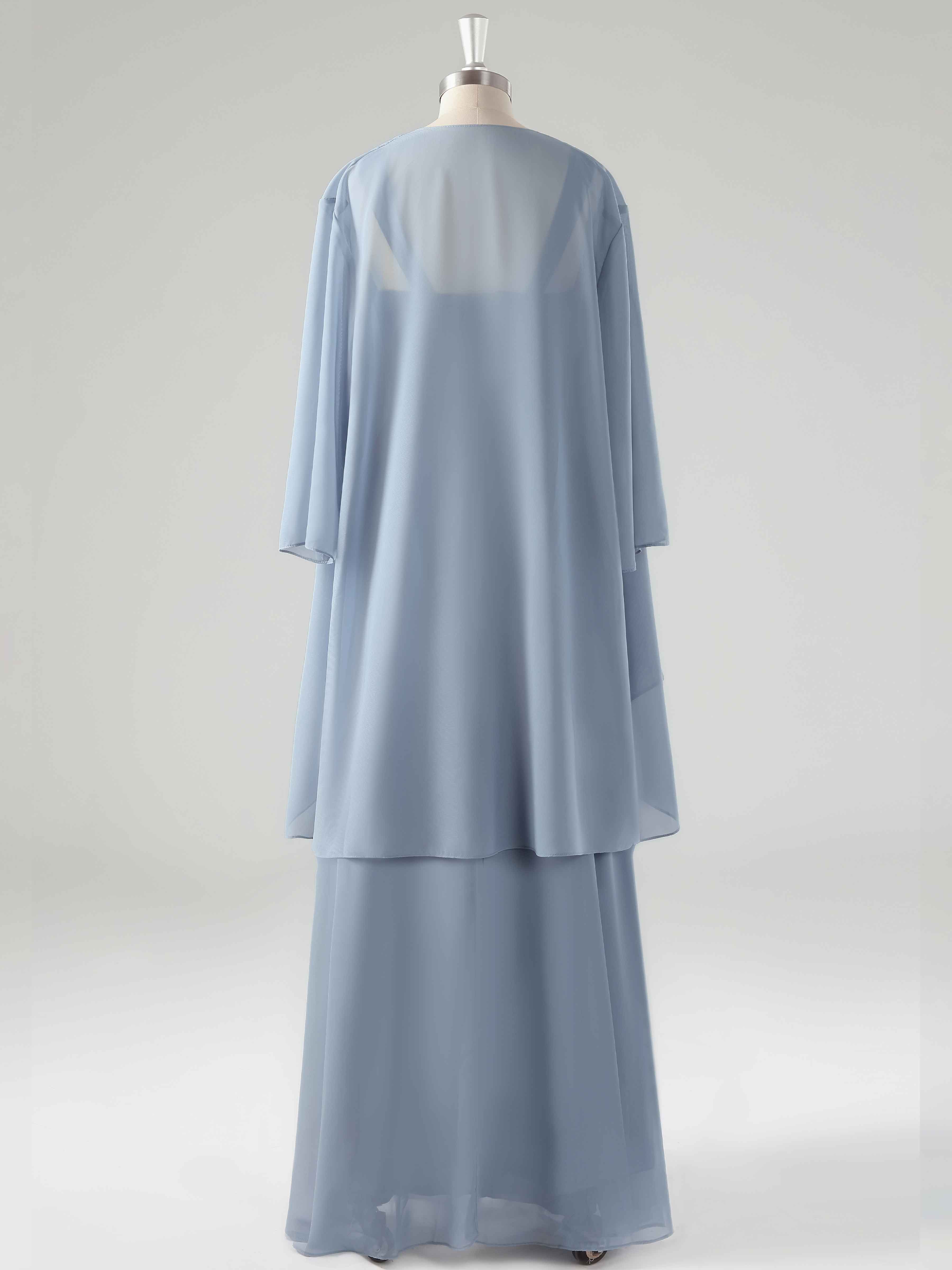 Robes Mère De La Mariée 2 Pièces En Mousseline À Plissé Asymétrique