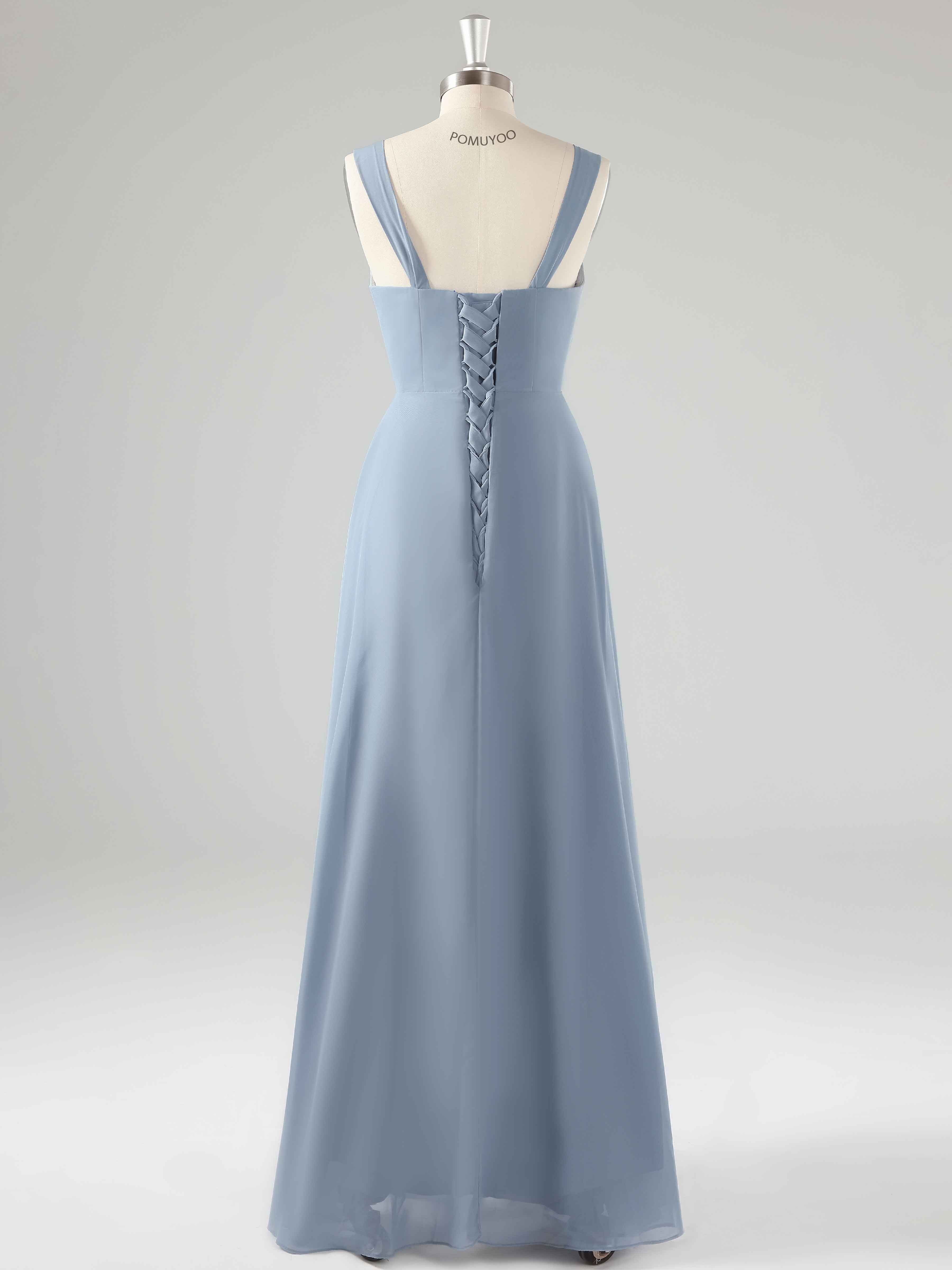 Robes Mère De La Mariée 2 Pièces En Mousseline À Plissé Asymétrique