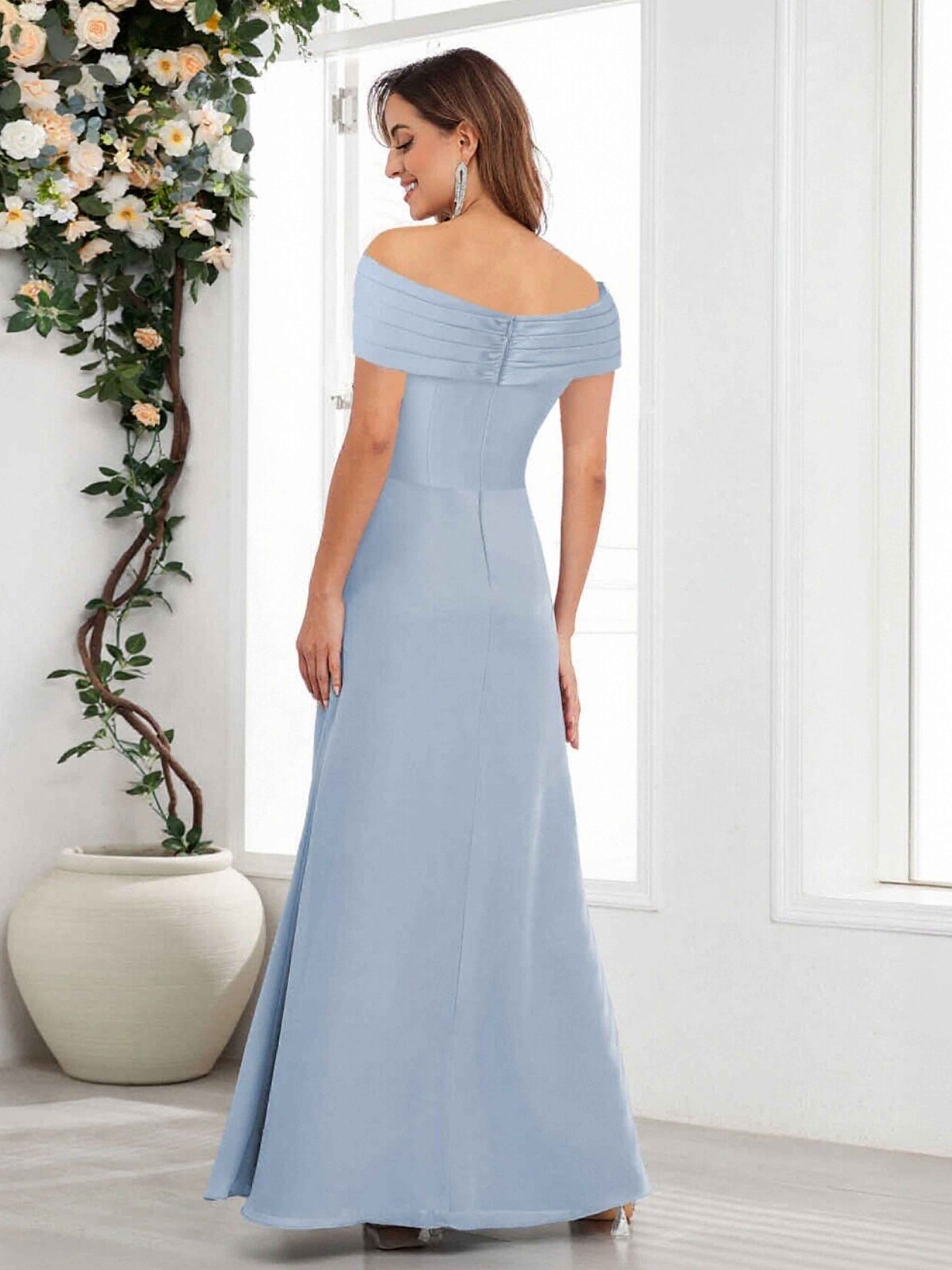 Robes Mère De La Mariée En Mousseline À Sans Manches Longueur Au Sol Draelithra