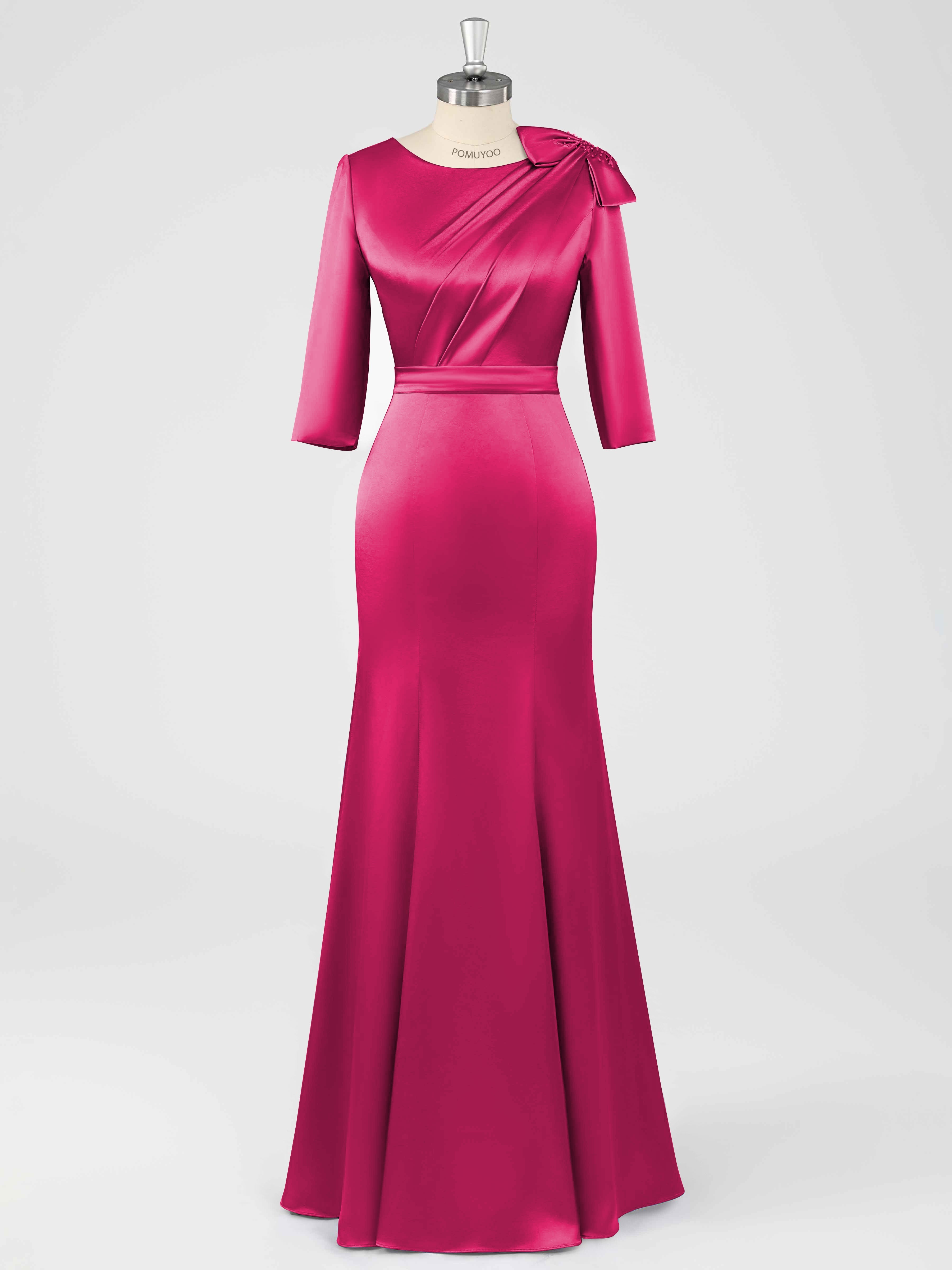 Robes Mère De La Mariée En Satin À Col Rond Ruché Fiammetta