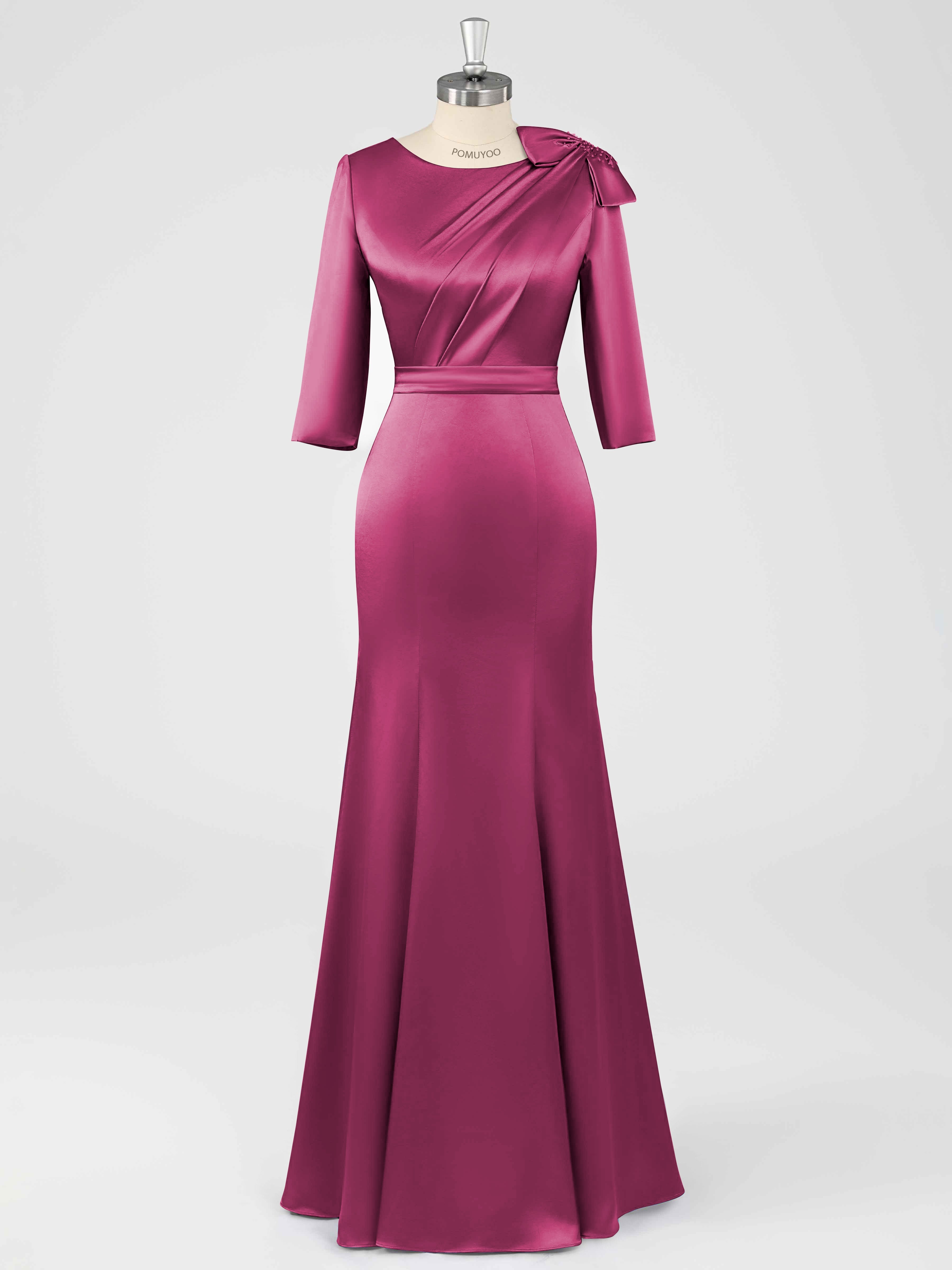 Robes Mère De La Mariée En Satin À Col Rond Ruché Fiammetta