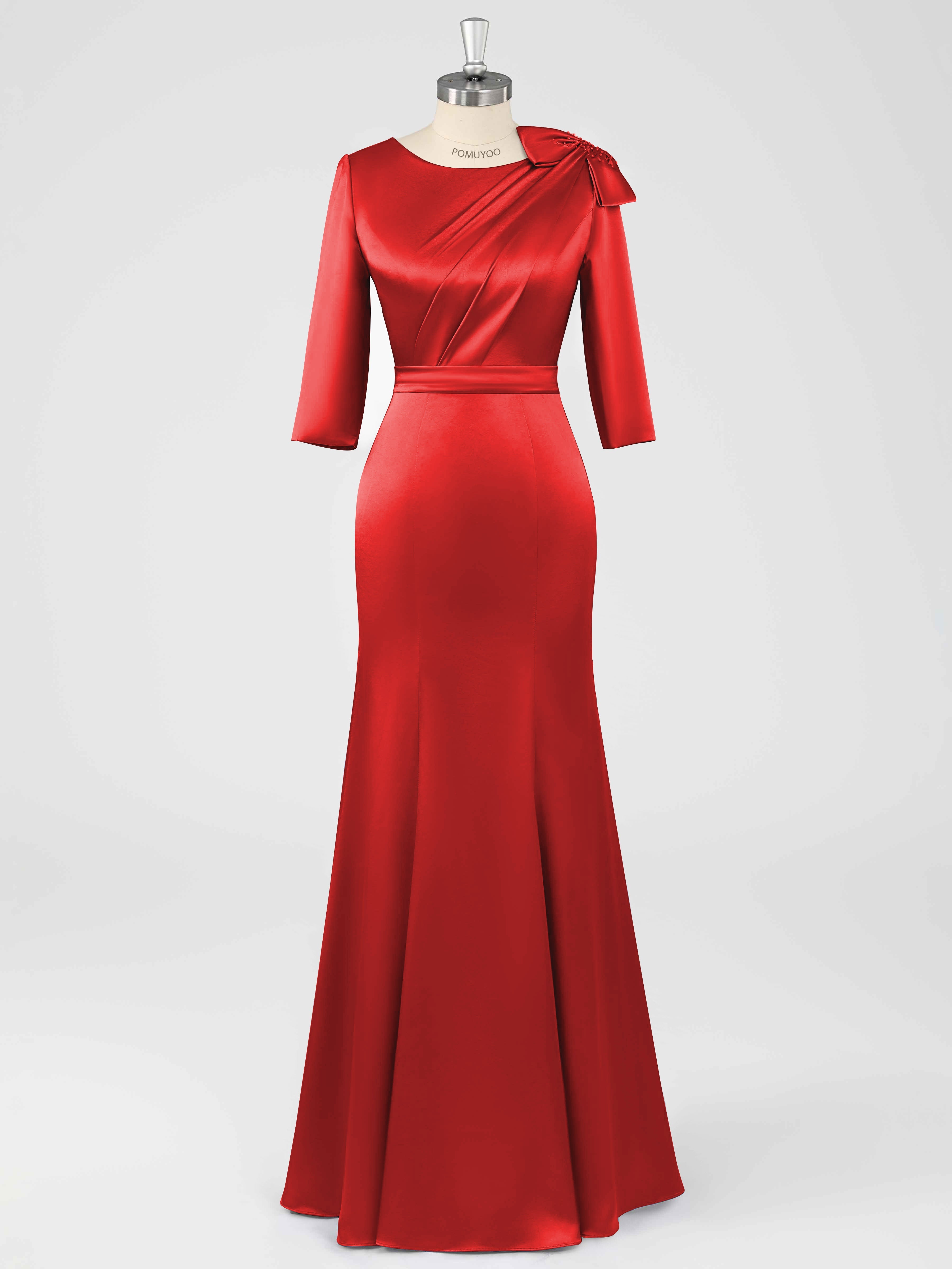 Robes Mère De La Mariée En Satin À Col Rond Ruché Fiammetta