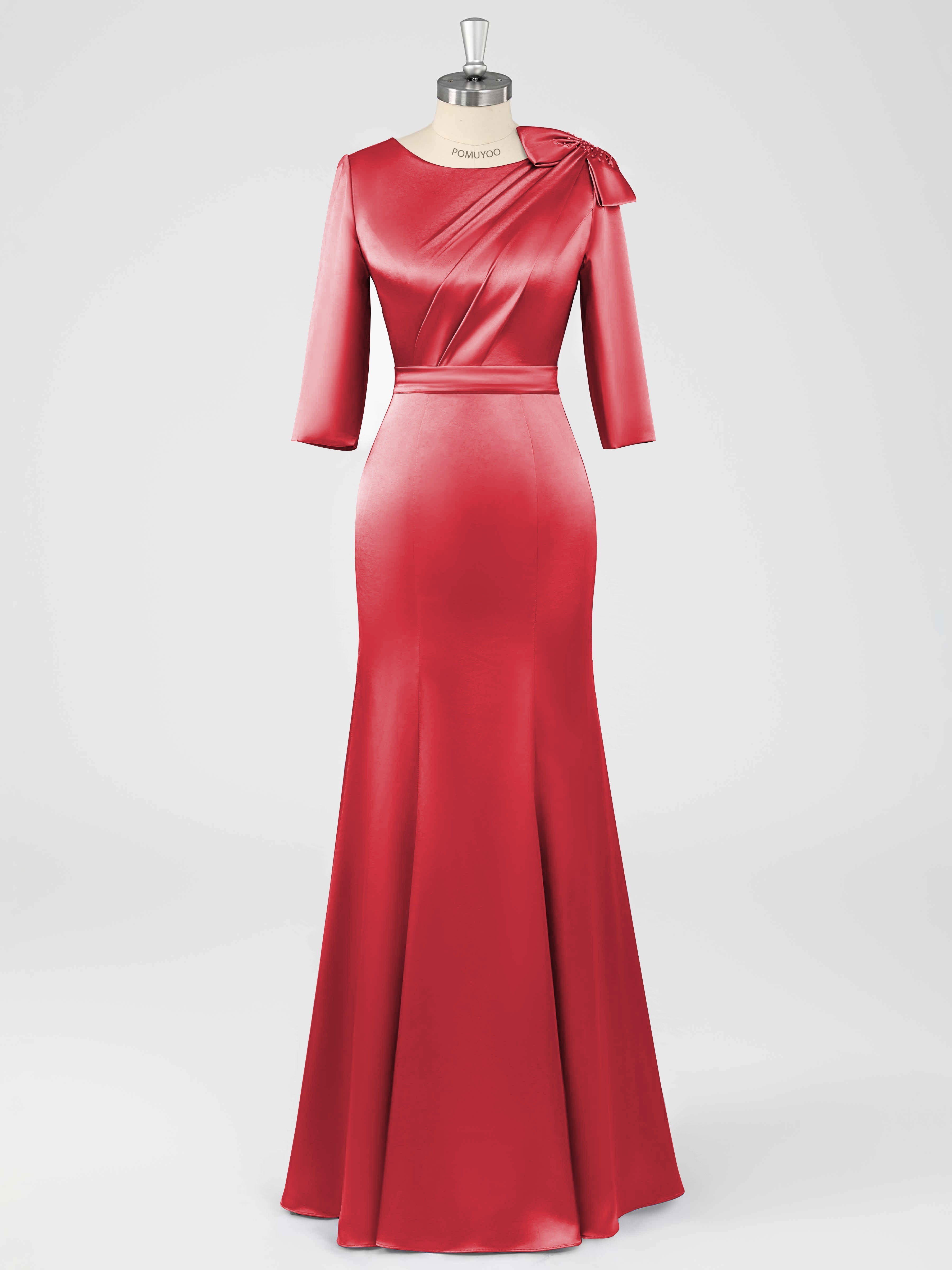 Robes Mère De La Mariée En Satin À Col Rond Ruché Fiammetta