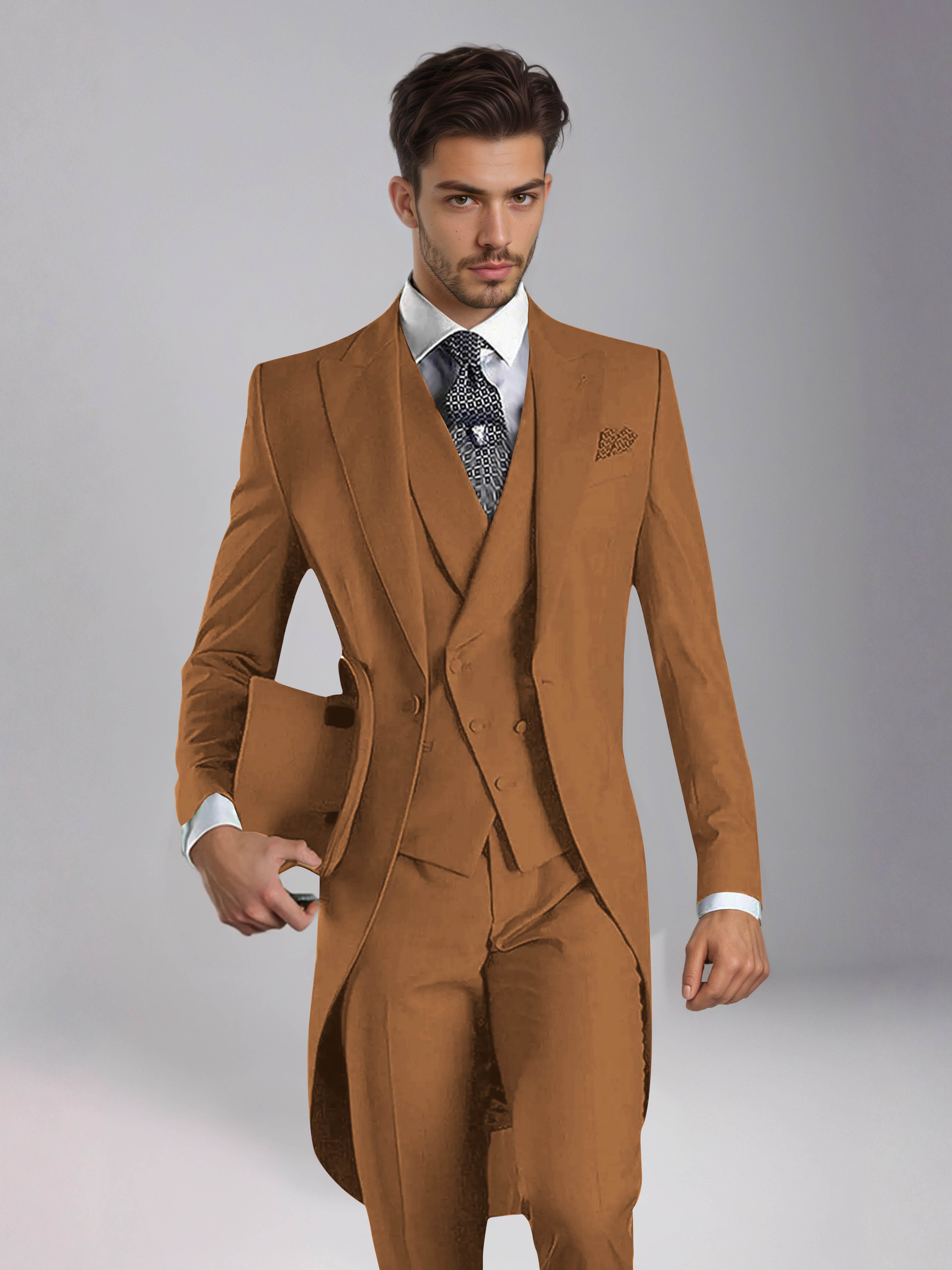 Smoking 3 Pièces Homme – Queue De Pie Revers Pointus, Coupe Ajustée, Mariage Ou Bal