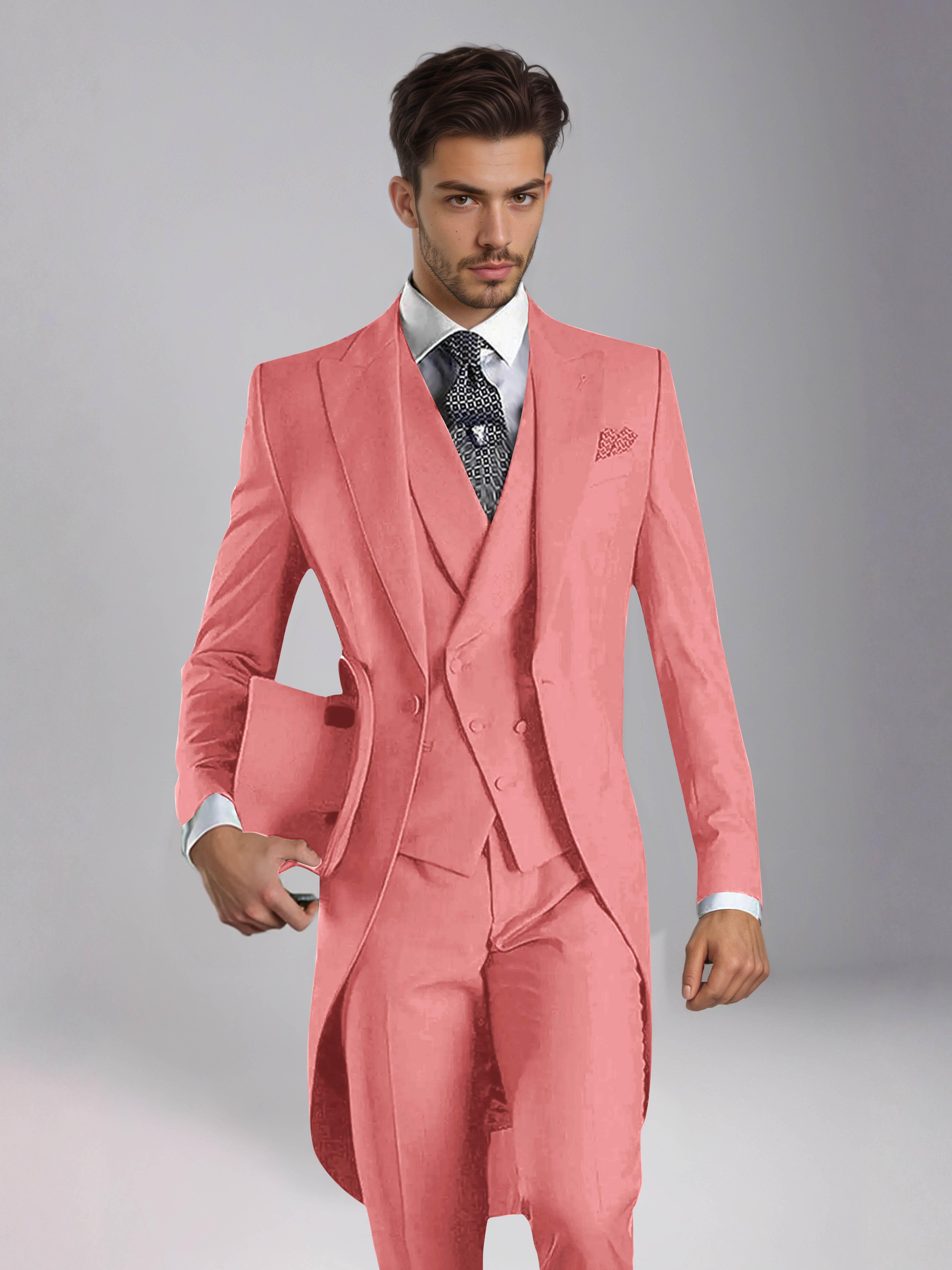 Smoking 3 Pièces Homme – Queue De Pie Revers Pointus, Coupe Ajustée, Mariage Ou Bal