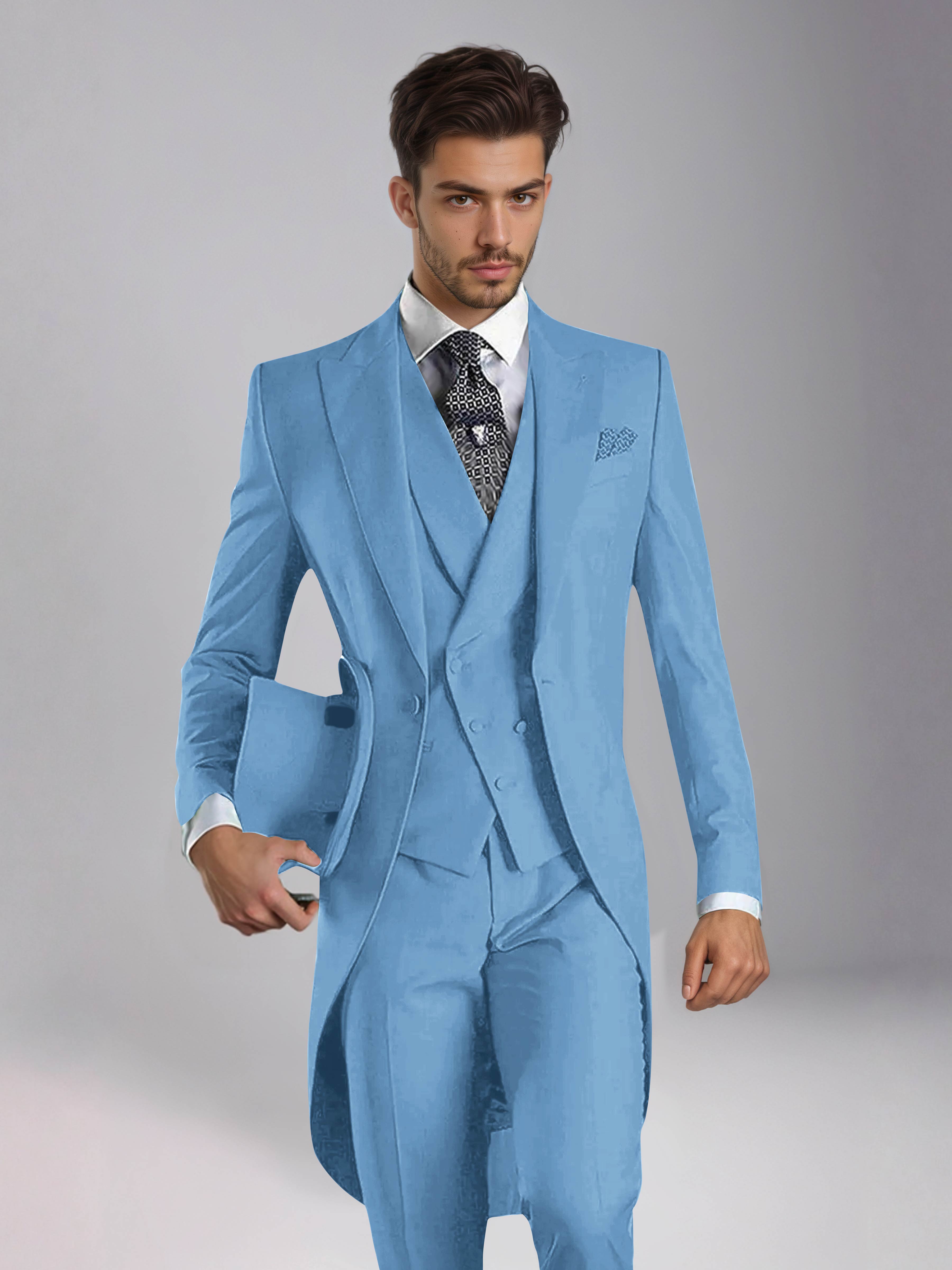 Smoking 3 Pièces Homme – Queue De Pie Revers Pointus, Coupe Ajustée, Mariage Ou Bal