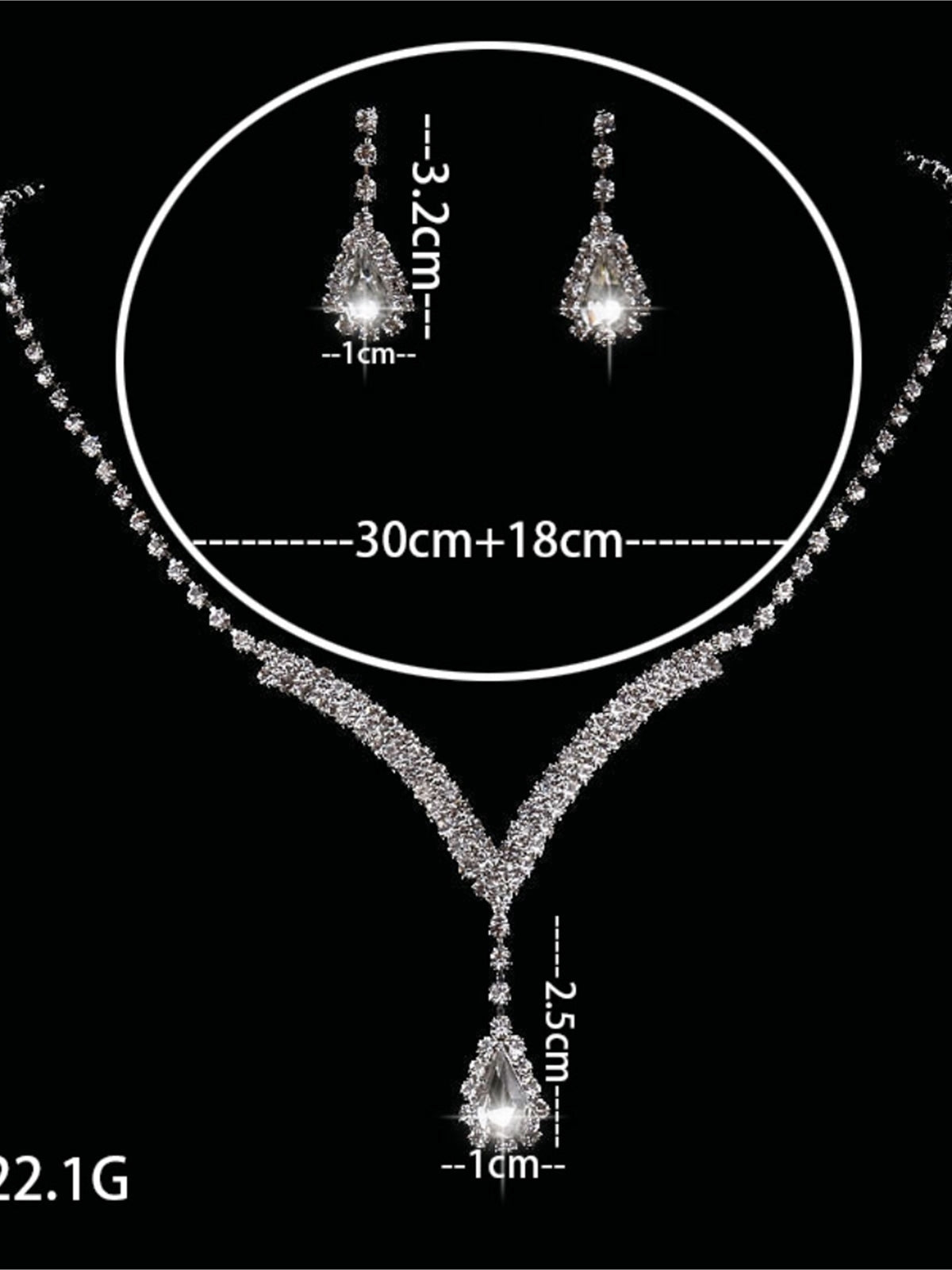 Parure De Bijoux En Cristal En Forme De V Et De Goutte