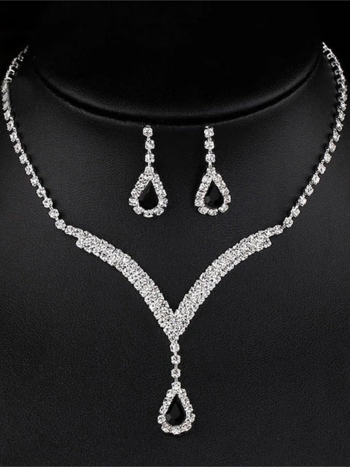Parure De Bijoux En Cristal En Forme De V Et De Goutte