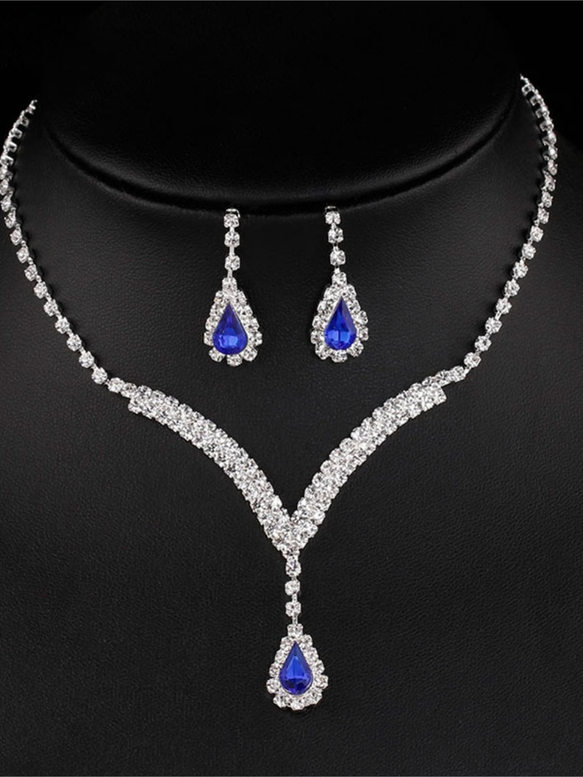 Parure De Bijoux En Cristal En Forme De V Et De Goutte