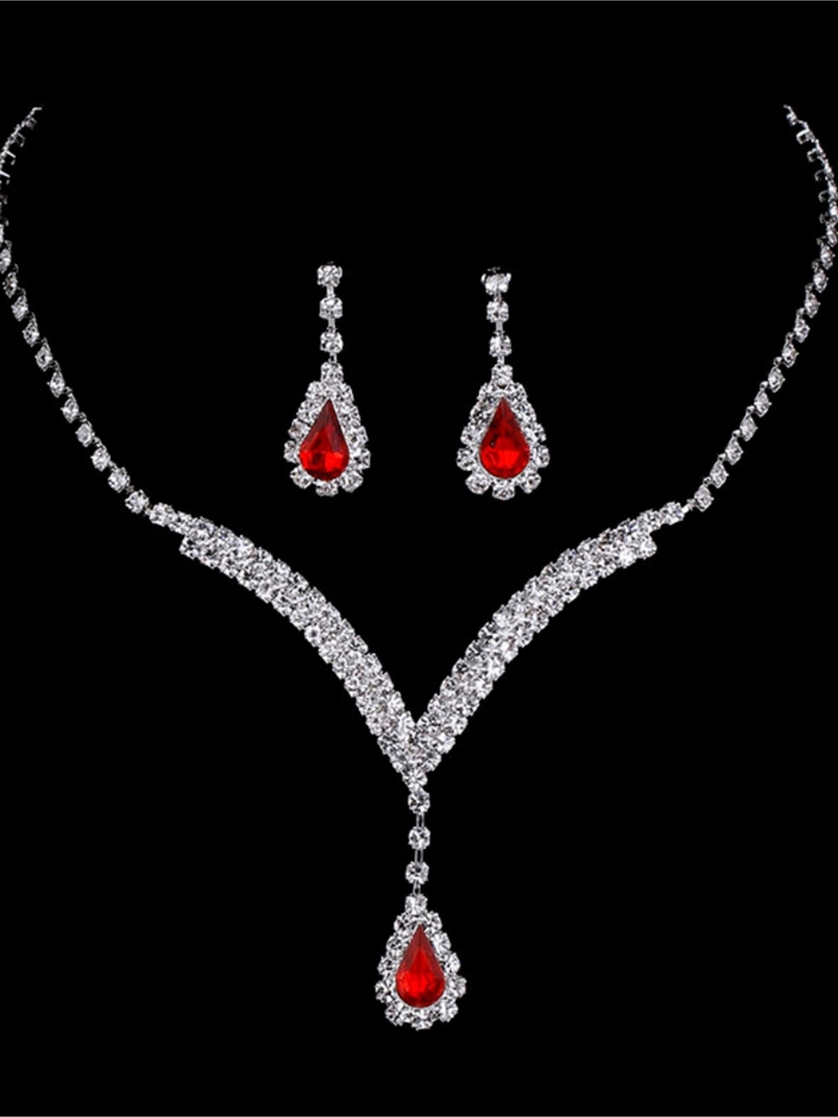 Parure De Bijoux En Cristal En Forme De V Et De Goutte
