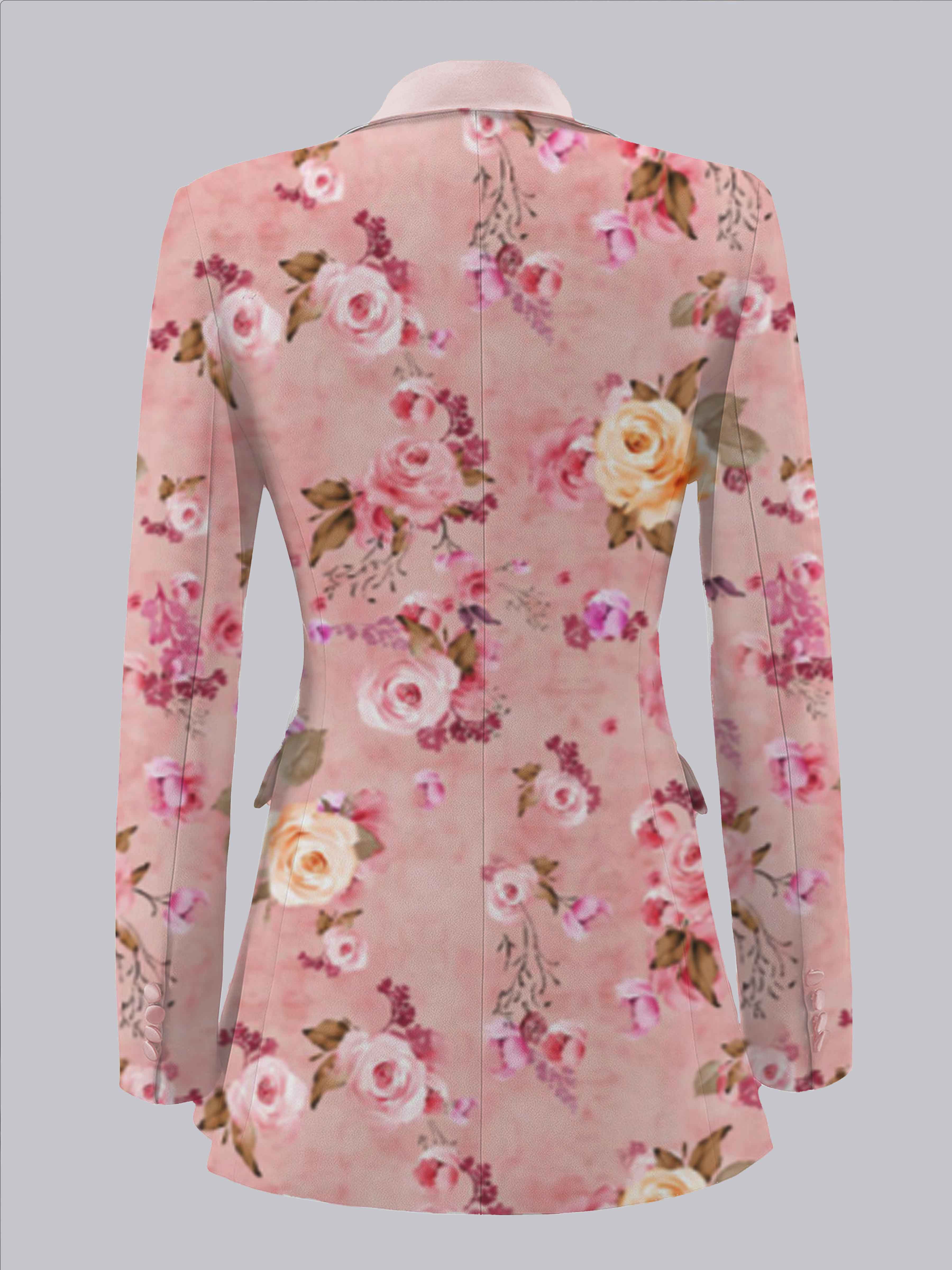 Veste Femme À Mignonne Revers Crantés Imprimé Floral Pour Décontracté
