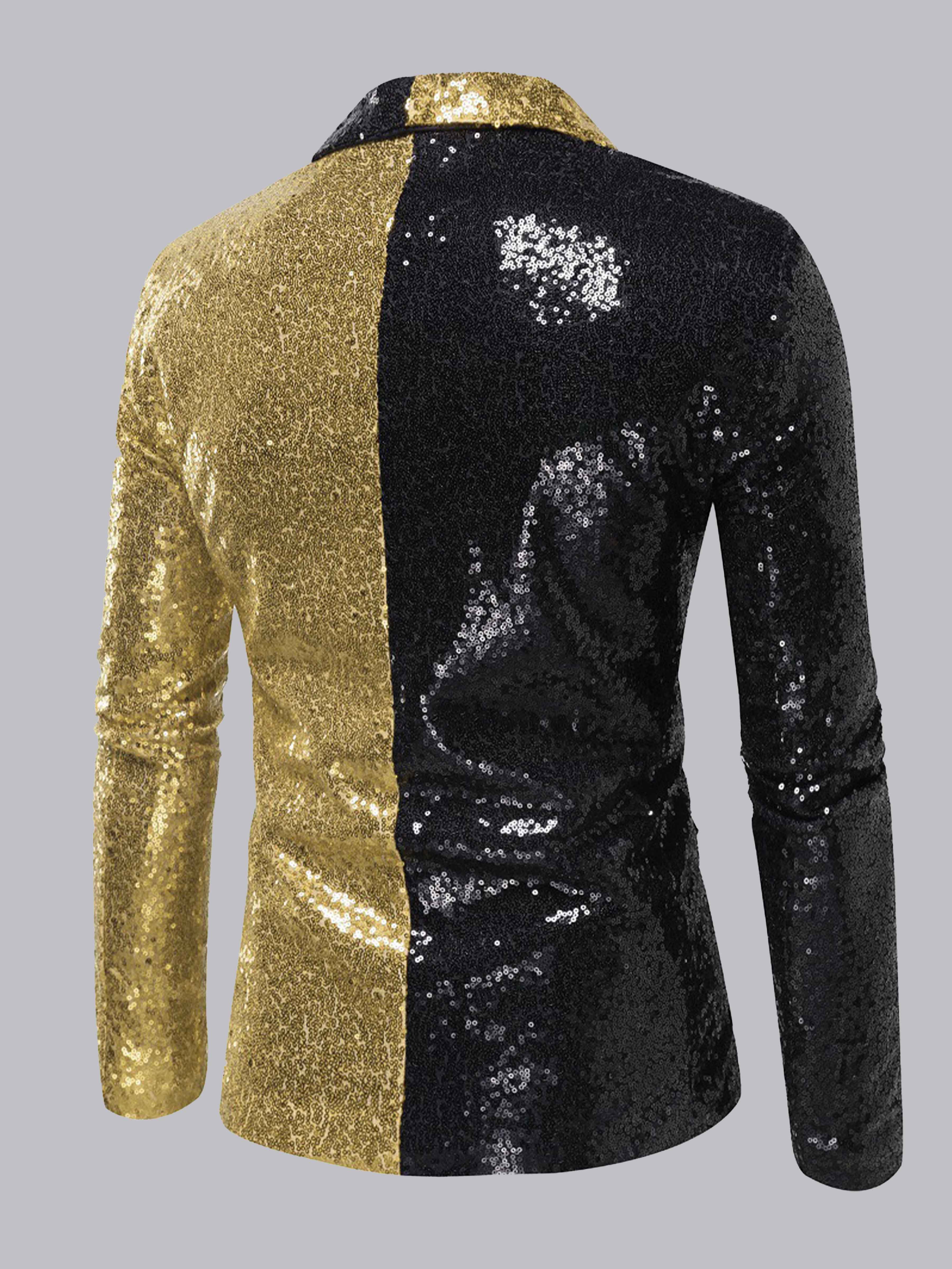 Veste Homme À Paillete Bordure Contrastante Revers Châle Un Bouton