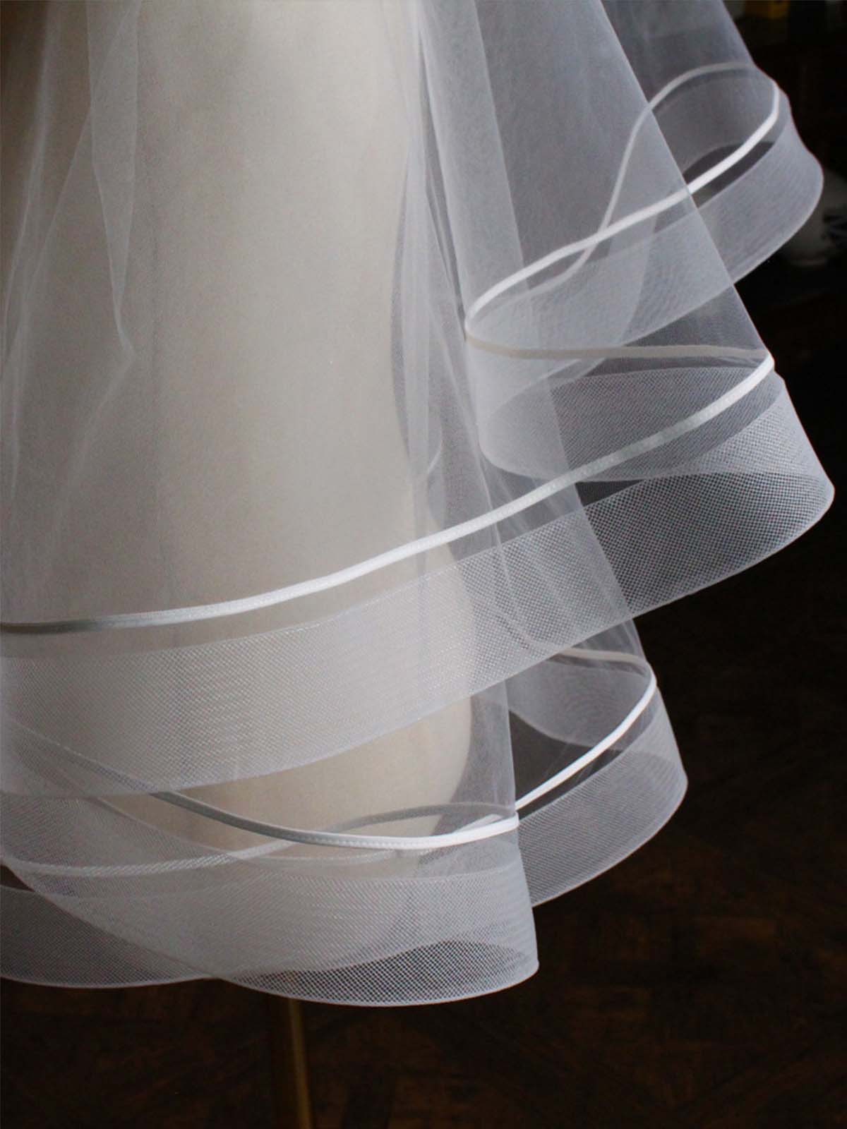 Voile De Mariée Blanc Élégant En Double Maille Extensible