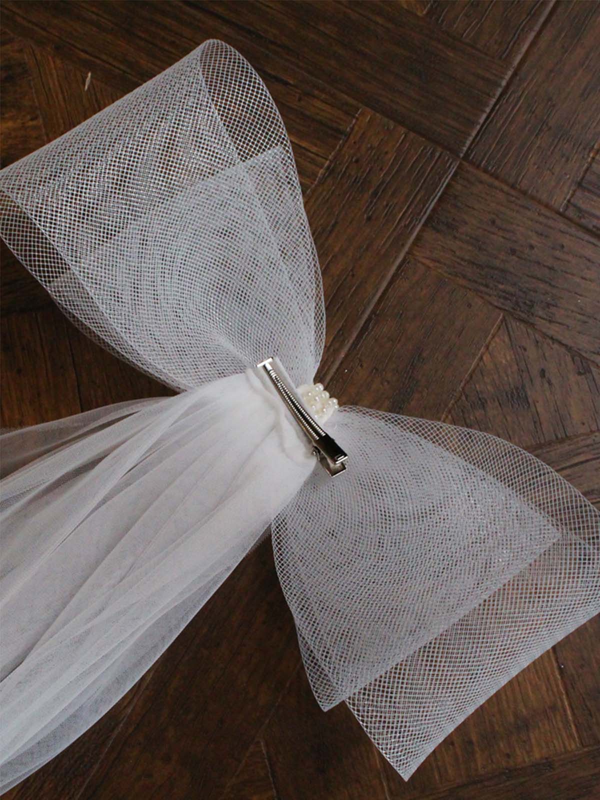 Voile De Mariée Blanc Avec Grand Nœud Féérique
