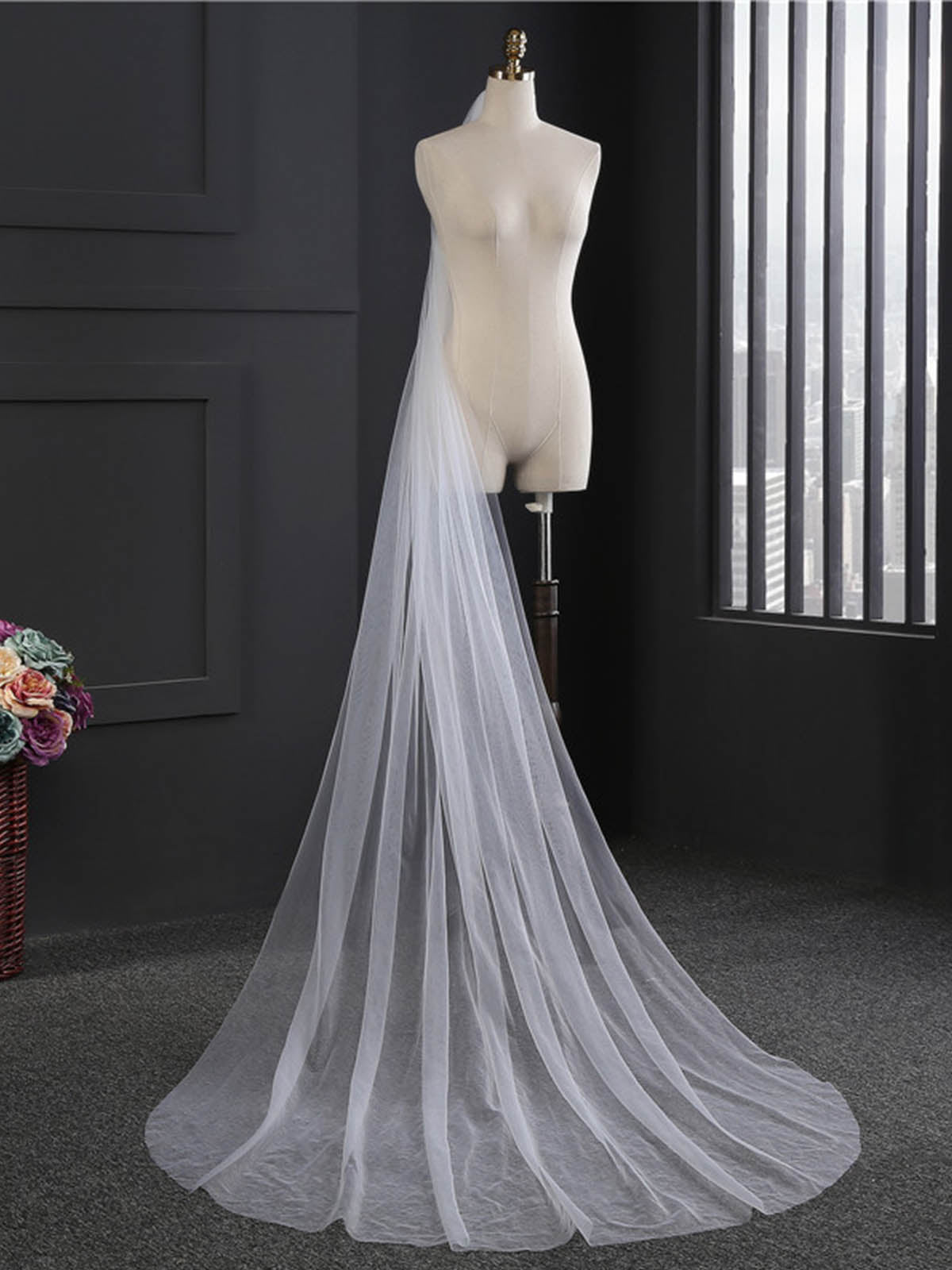Voile De Mariée En Tulle Simple Et Charmant Une Couche Bord Franc
