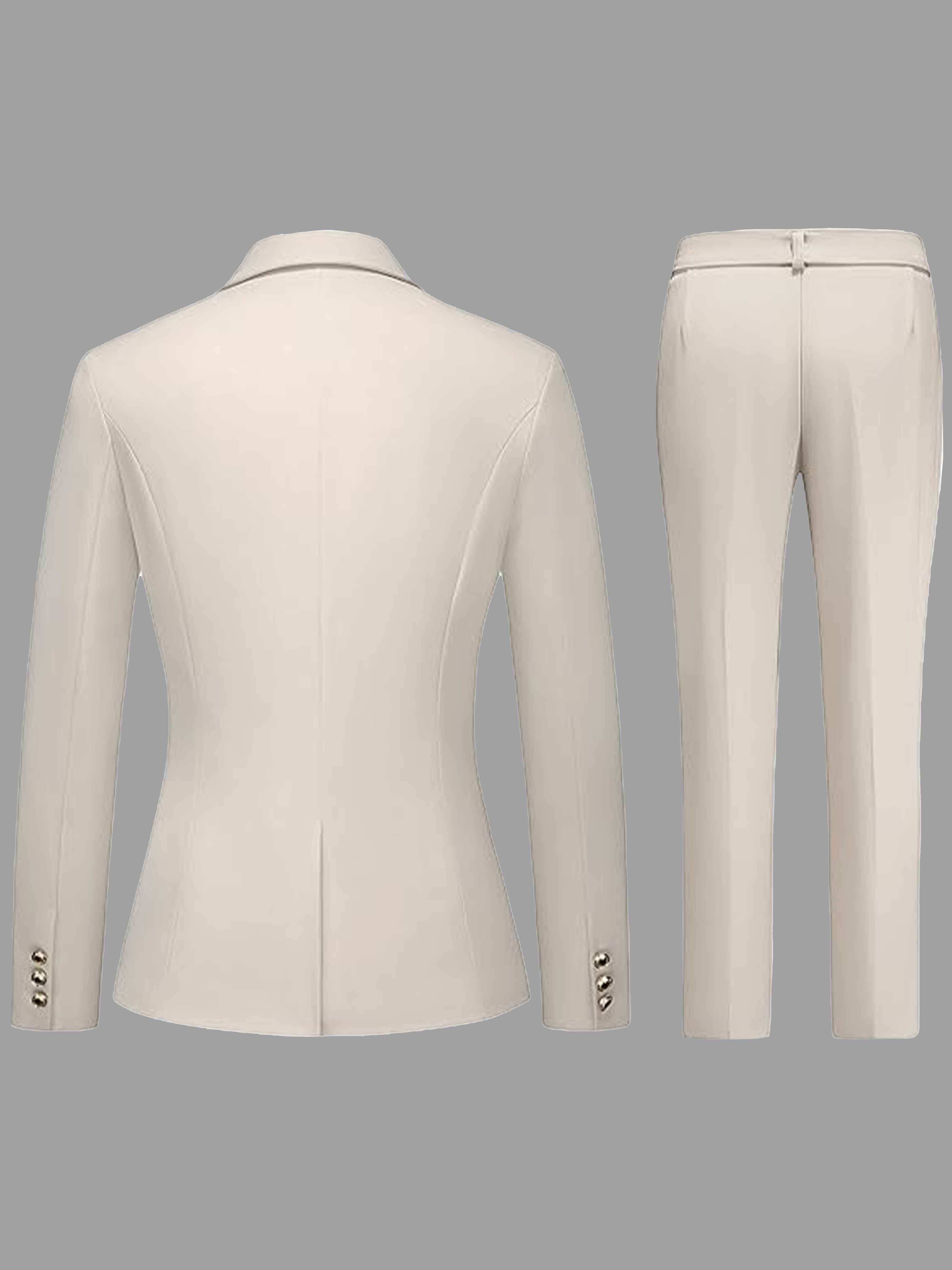 Costume Femme 2 Pièces À Uni Double Boutonnage Pour Tenue De Soirée