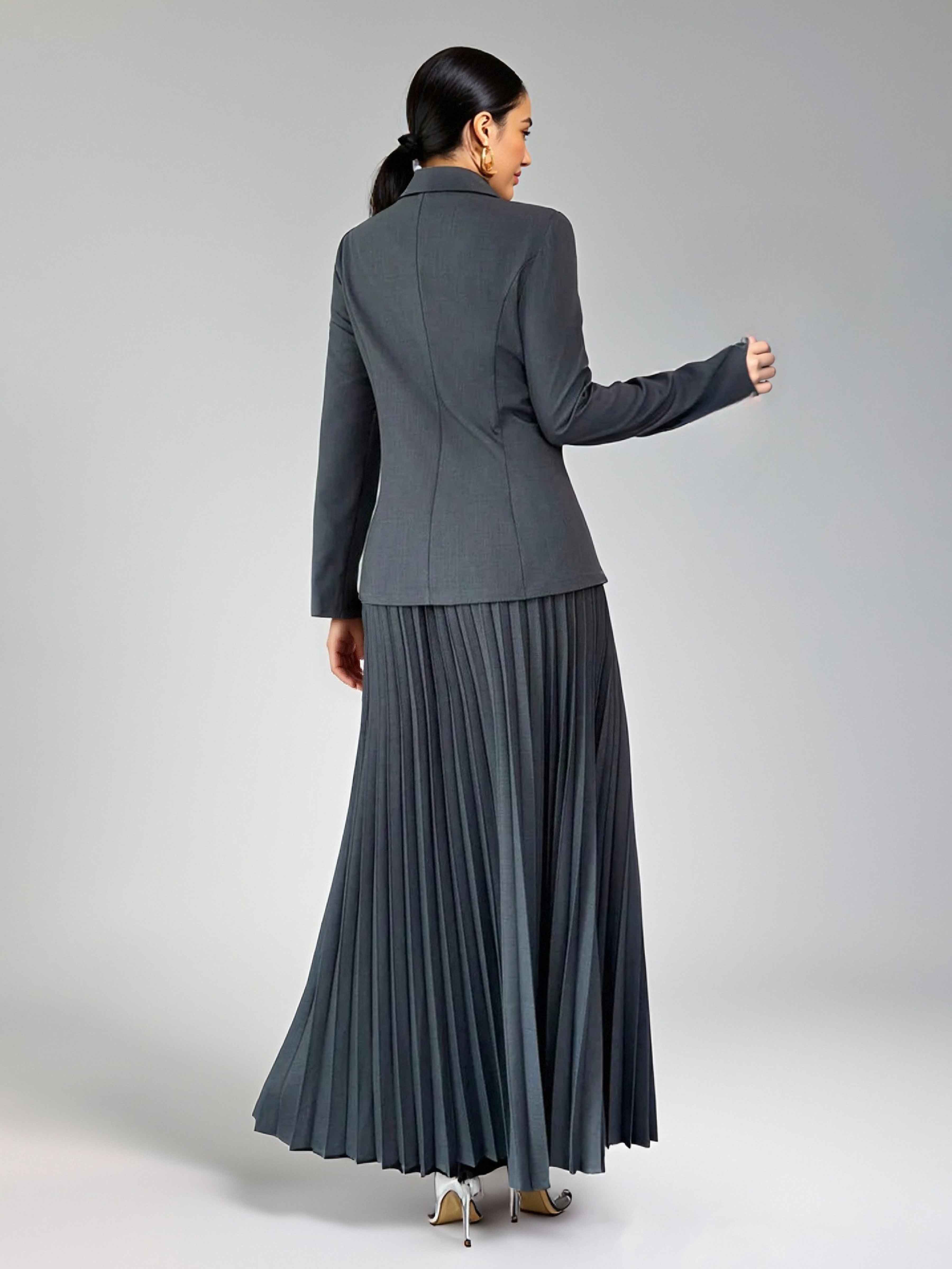 Costume Robe 2 Pièces À Coupe Ajustée Revers Crantés Quatre Boutons