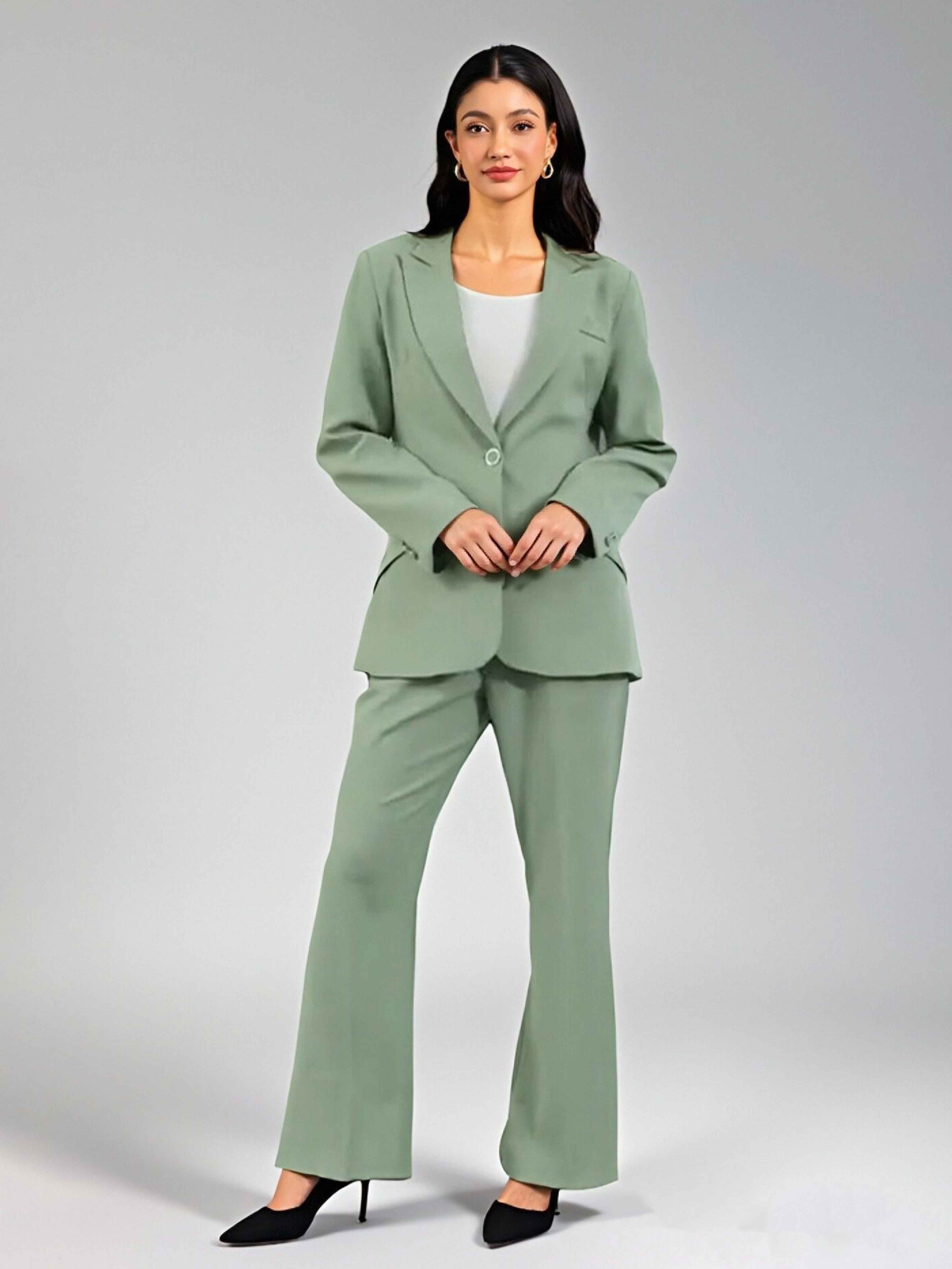 Costume Femme 2 Pièces À Élégante Uni Un Bouton Pour Invité