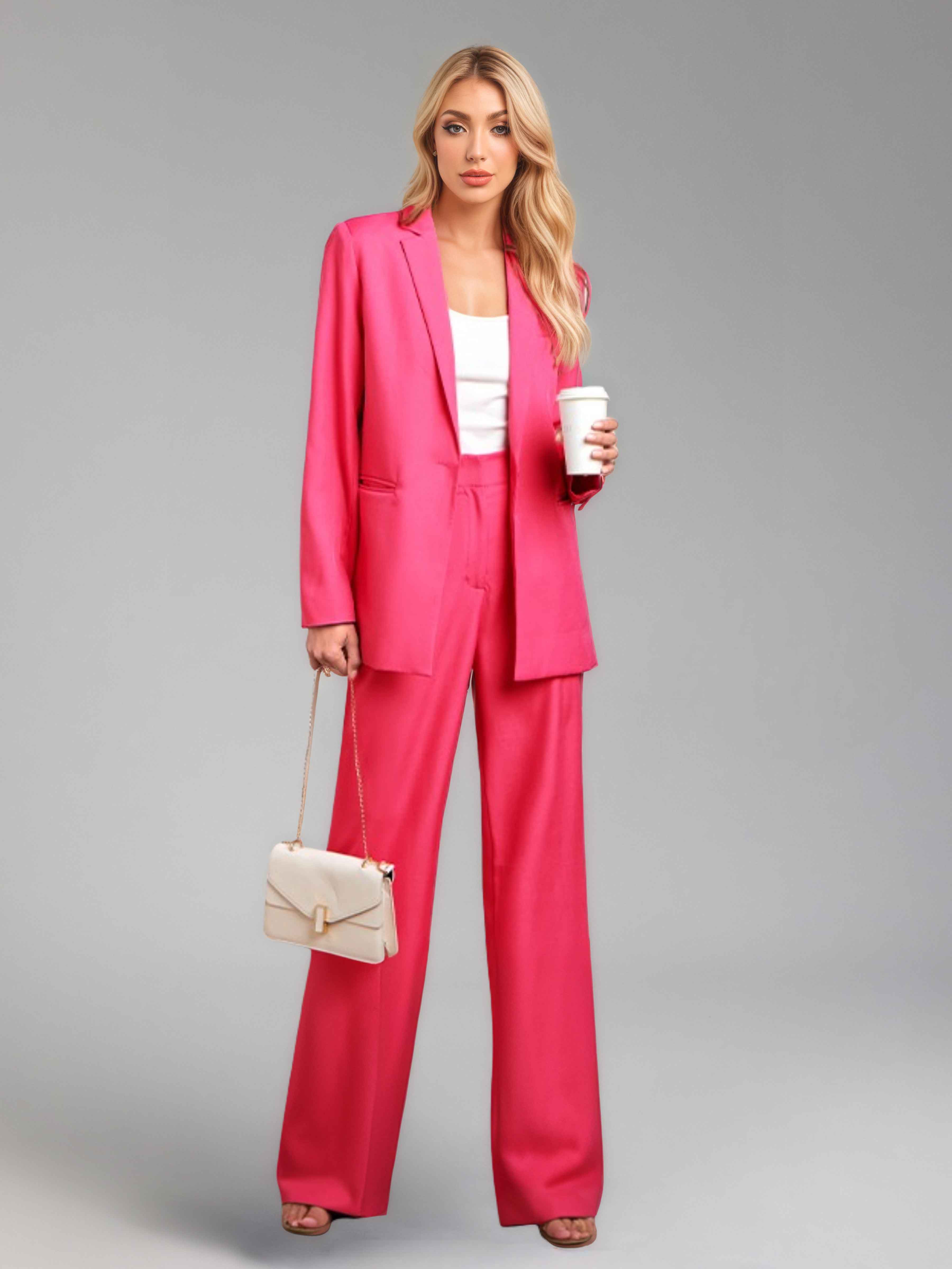 Costume Femme 2 Pièces À Audacieuse Revers Crantés Un Bouton Pour Décontracté