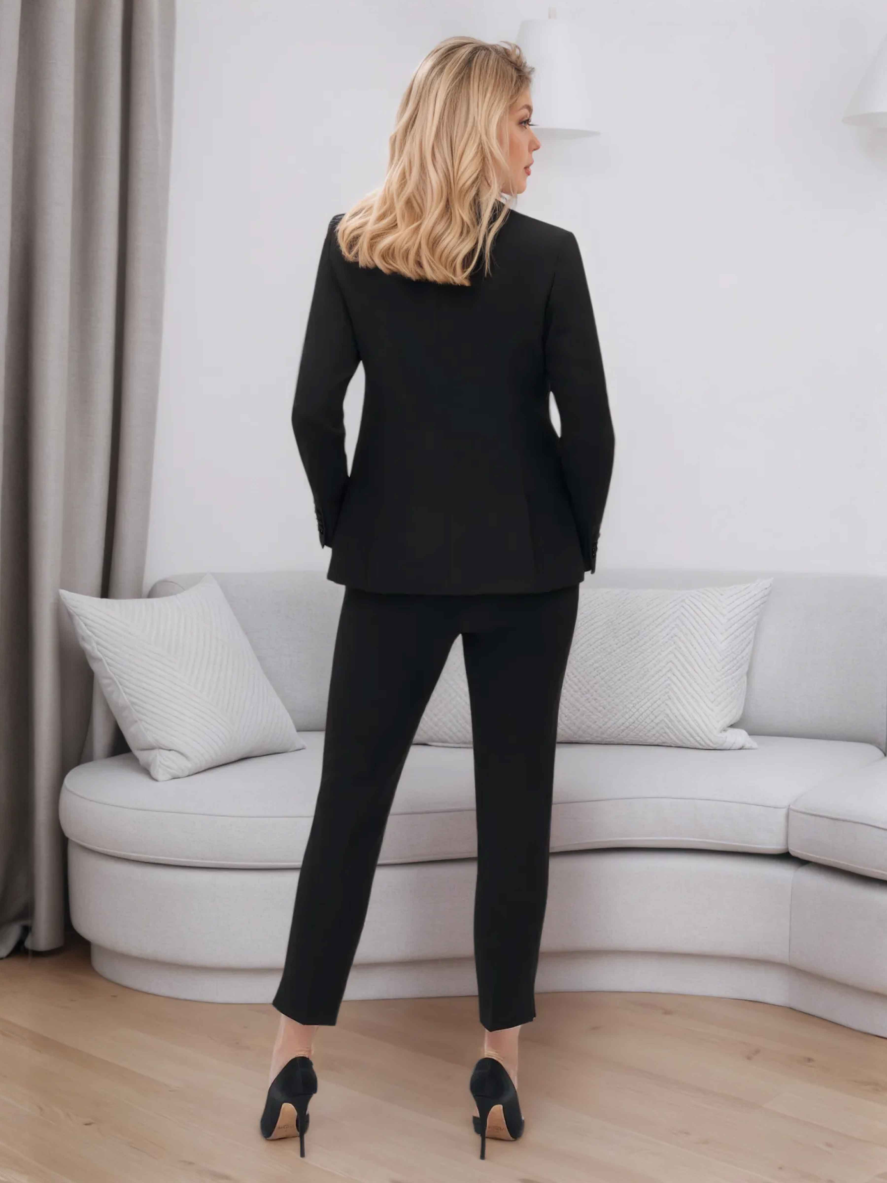 Costume Femme 2 Pièces À Revers Crantés Un Bouton Pour Invité