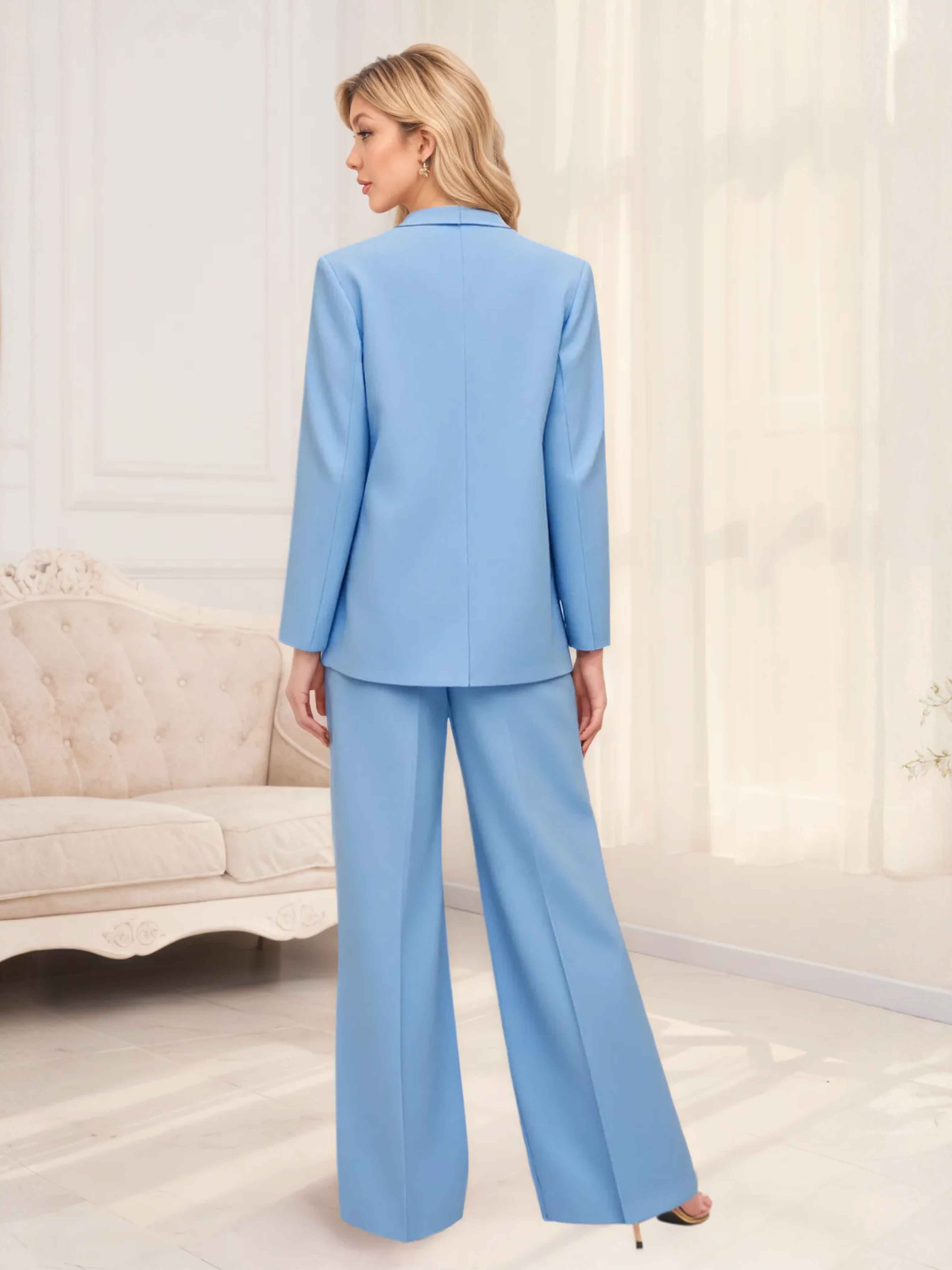 Costume Femme 2 Pièces À Chic Uni Deux Boutons Pour Décontracté