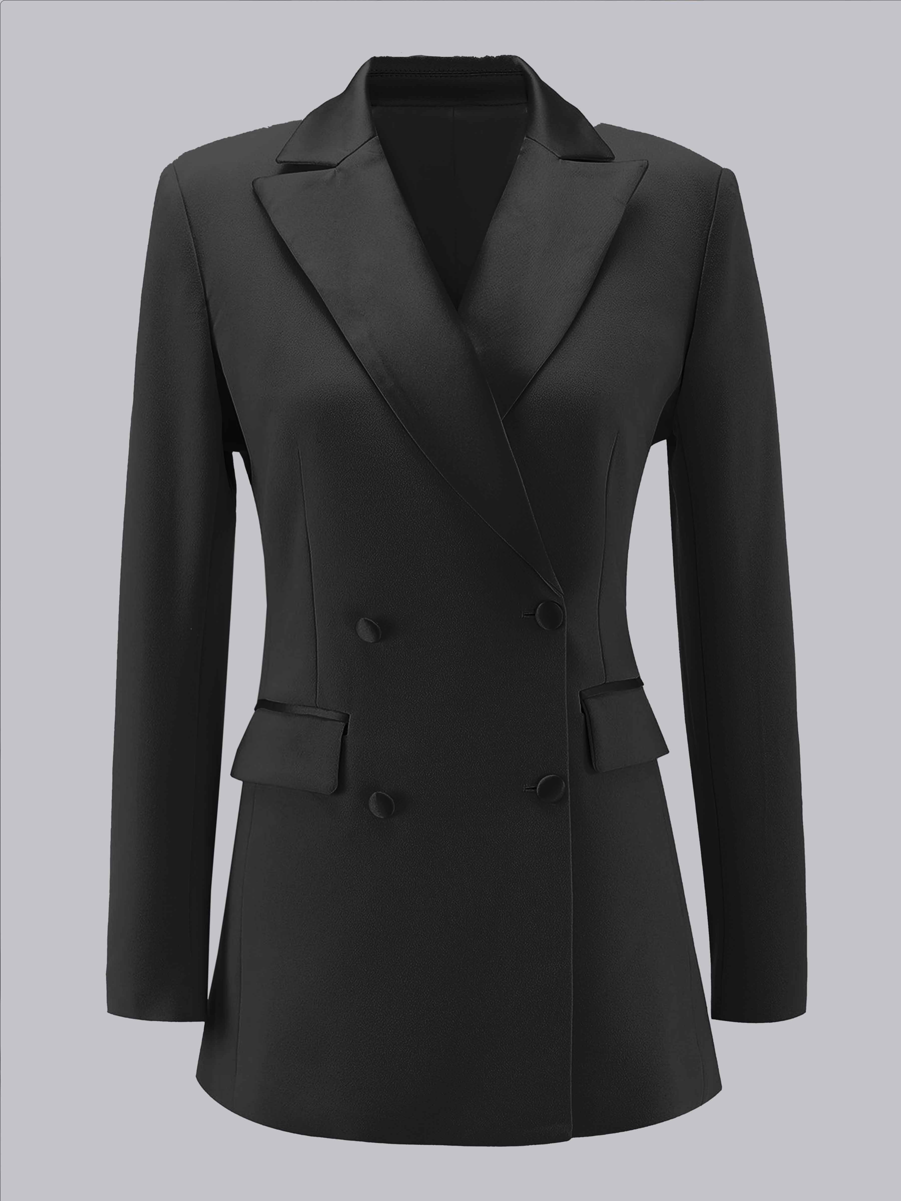 Veste Femme À Revers Crantés Double Boutonnage Pour Tenue De Soirée