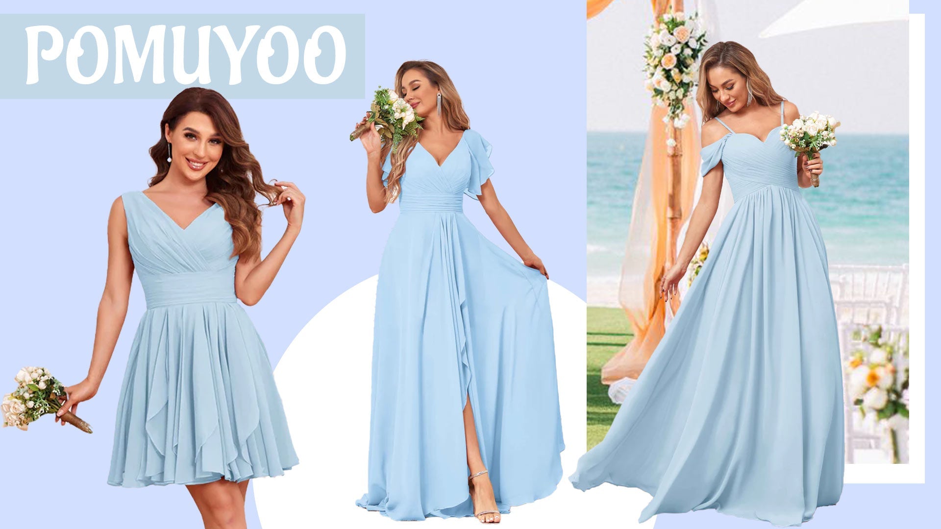 Tendances 2025 des robes demoiselles d'honneur : le bleu poudré en vogue