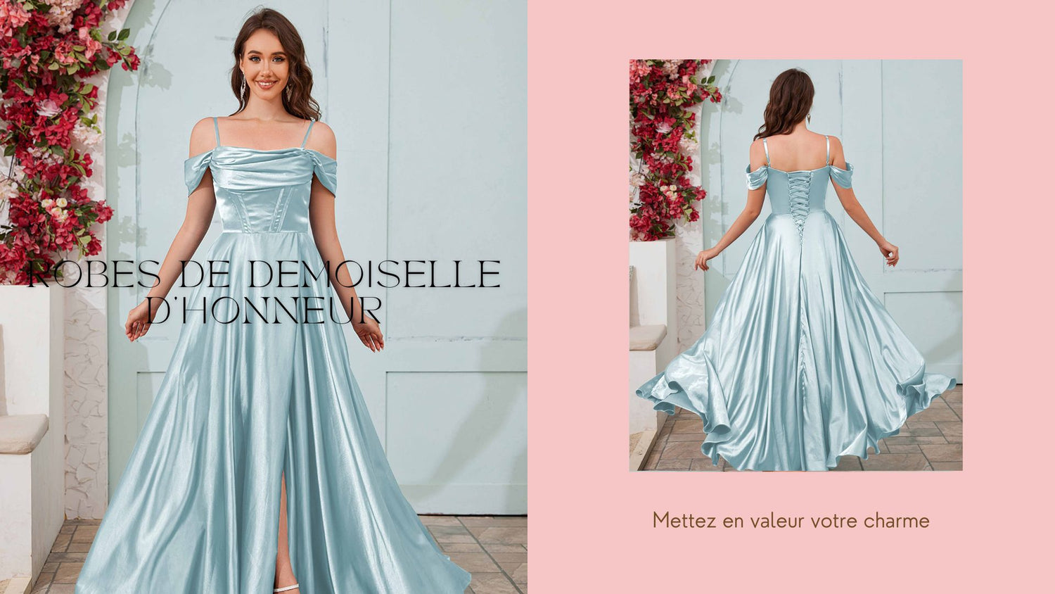 Robes en satin bleu ciel que vous pourriez aimer
