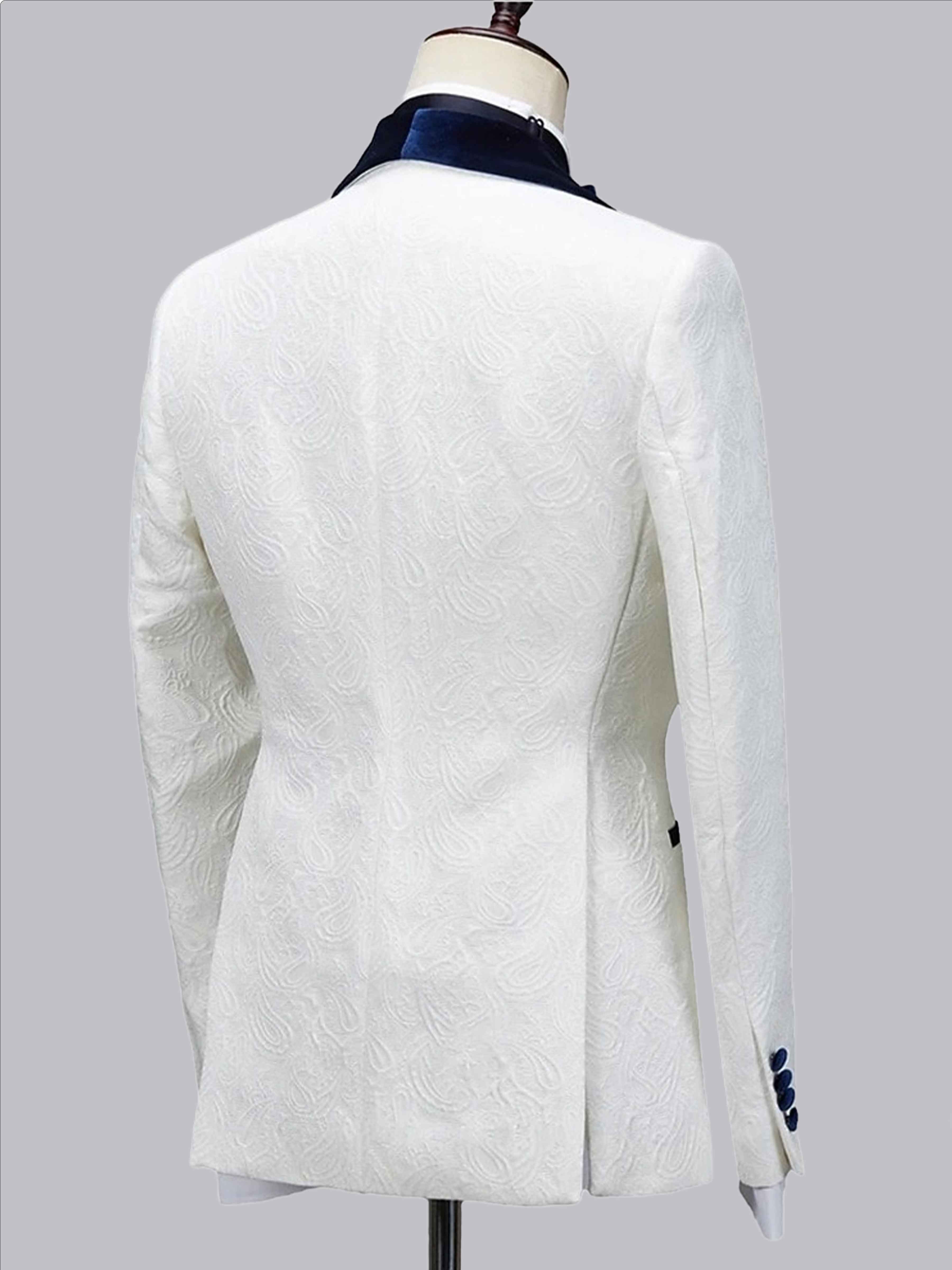 Costume Homme 3 Pièces Cintré À Revers Châle Pour Mariage Élégant